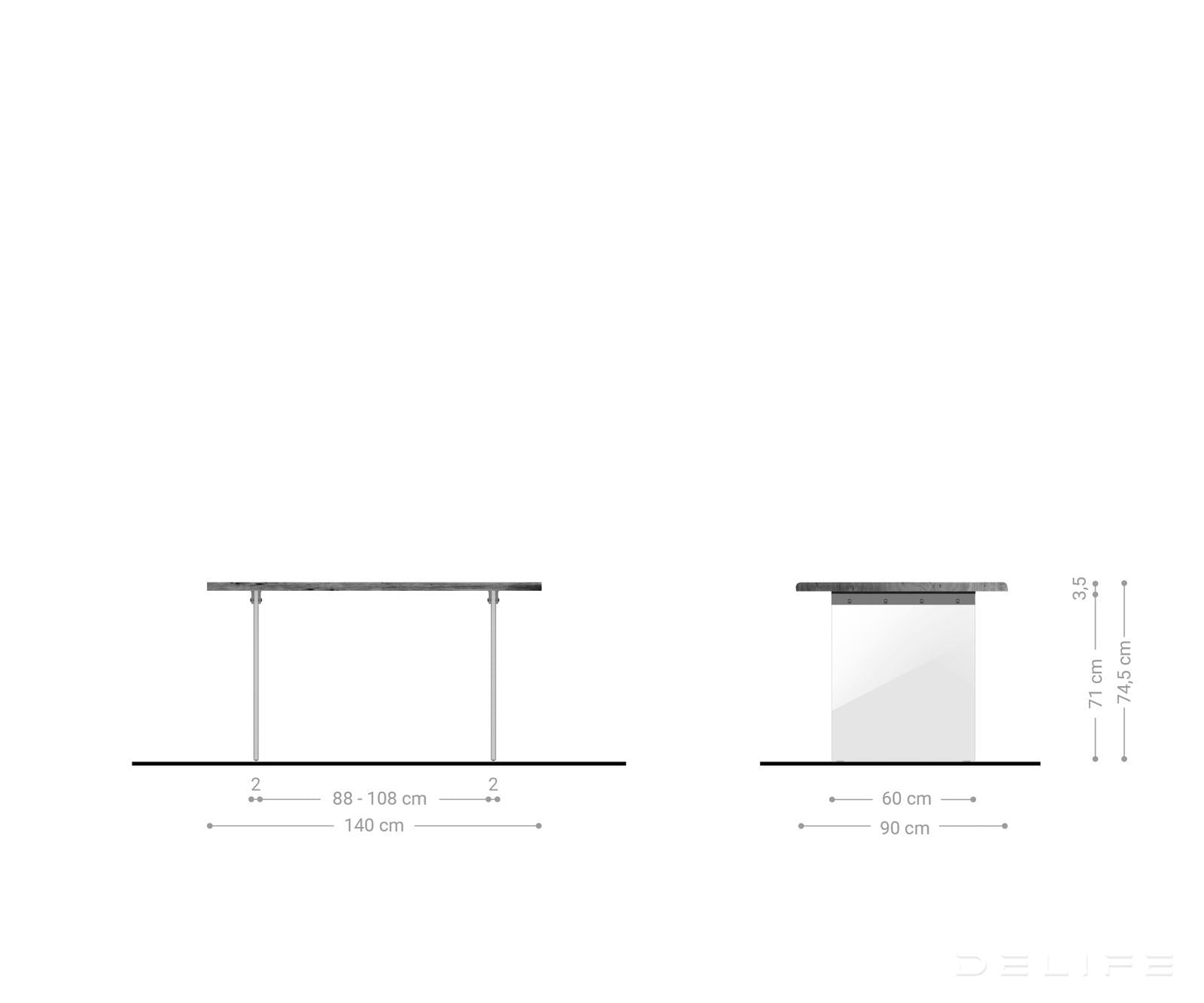 Blagovaonski stol Edge, Materijal: Bagrem, Debljina ploče: 3,5cm