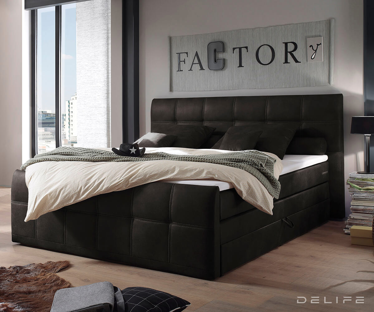 Box spring krevet Amarillo sa spremnikom za odlaganje - Kvadratni prošiv - Mikrofibra