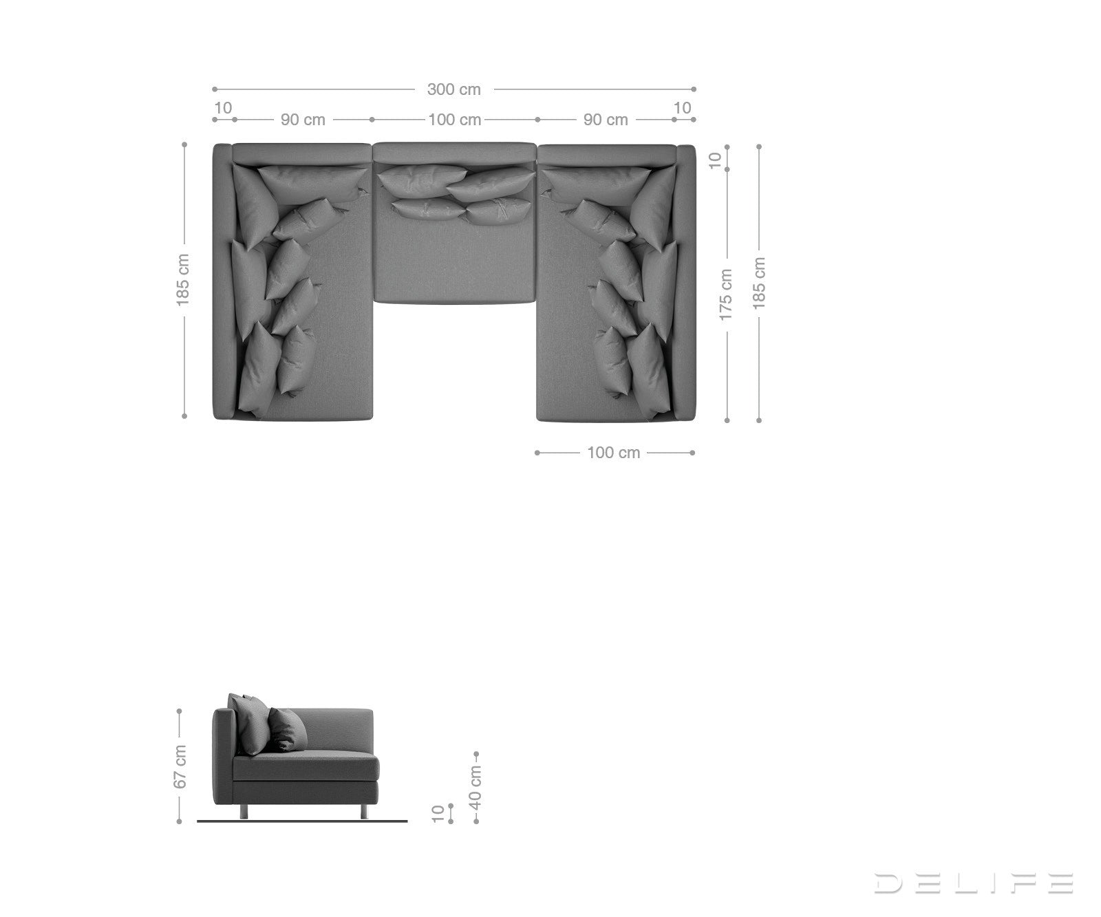 Kutna garnitura Clovis 300x185cm, Materijal: Mikrovelur