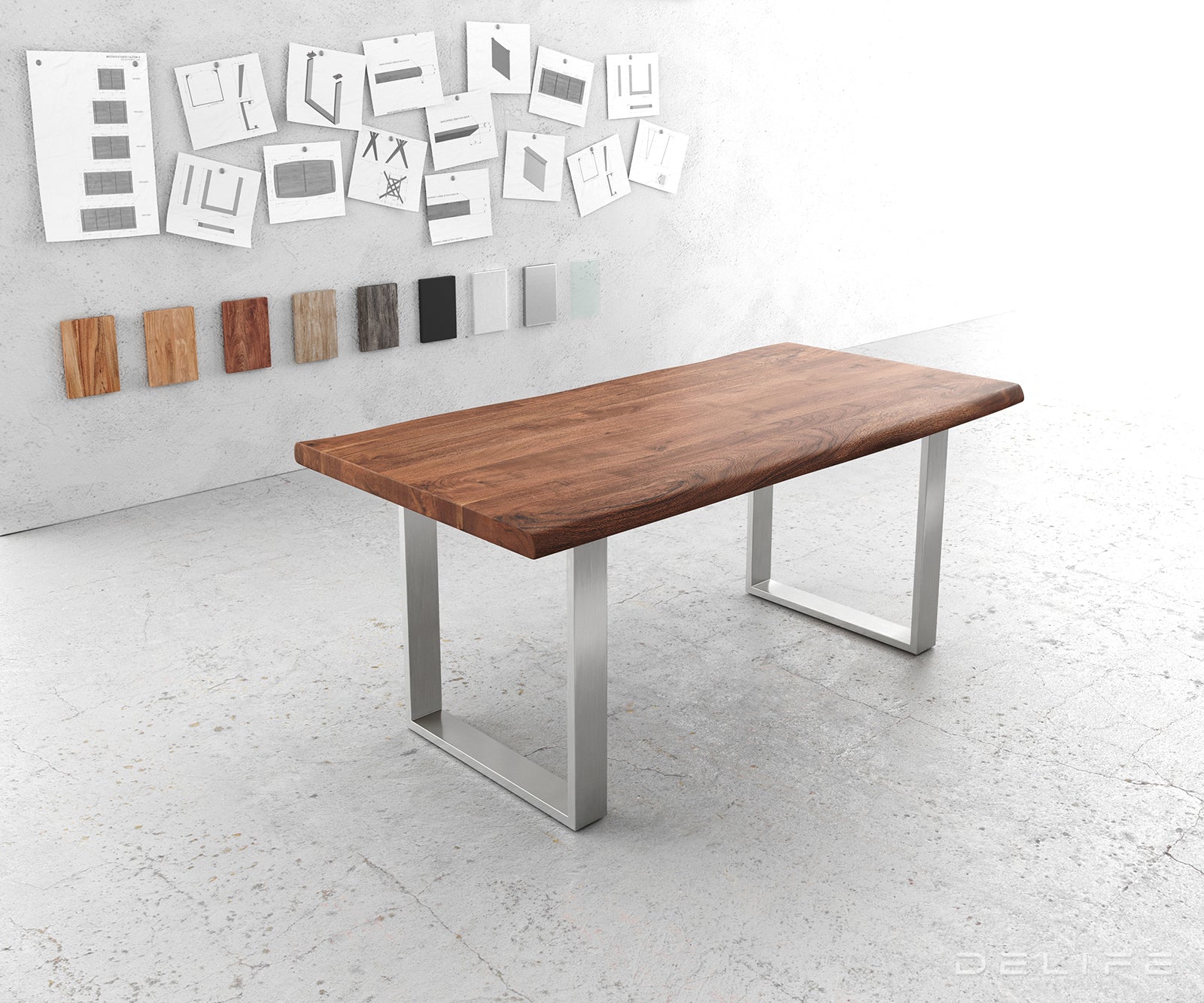 Blagovaonski stol Edge, Materijal: Bagrem, Debljina ploče: 5,5cm