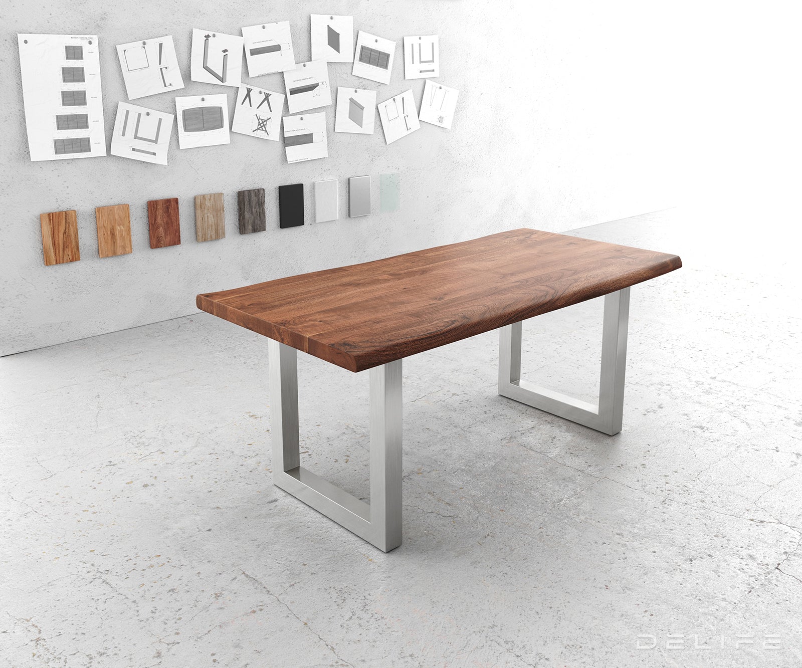 Blagovaonski stol Edge, Materijal: Bagrem, Debljina ploče: 5,5cm