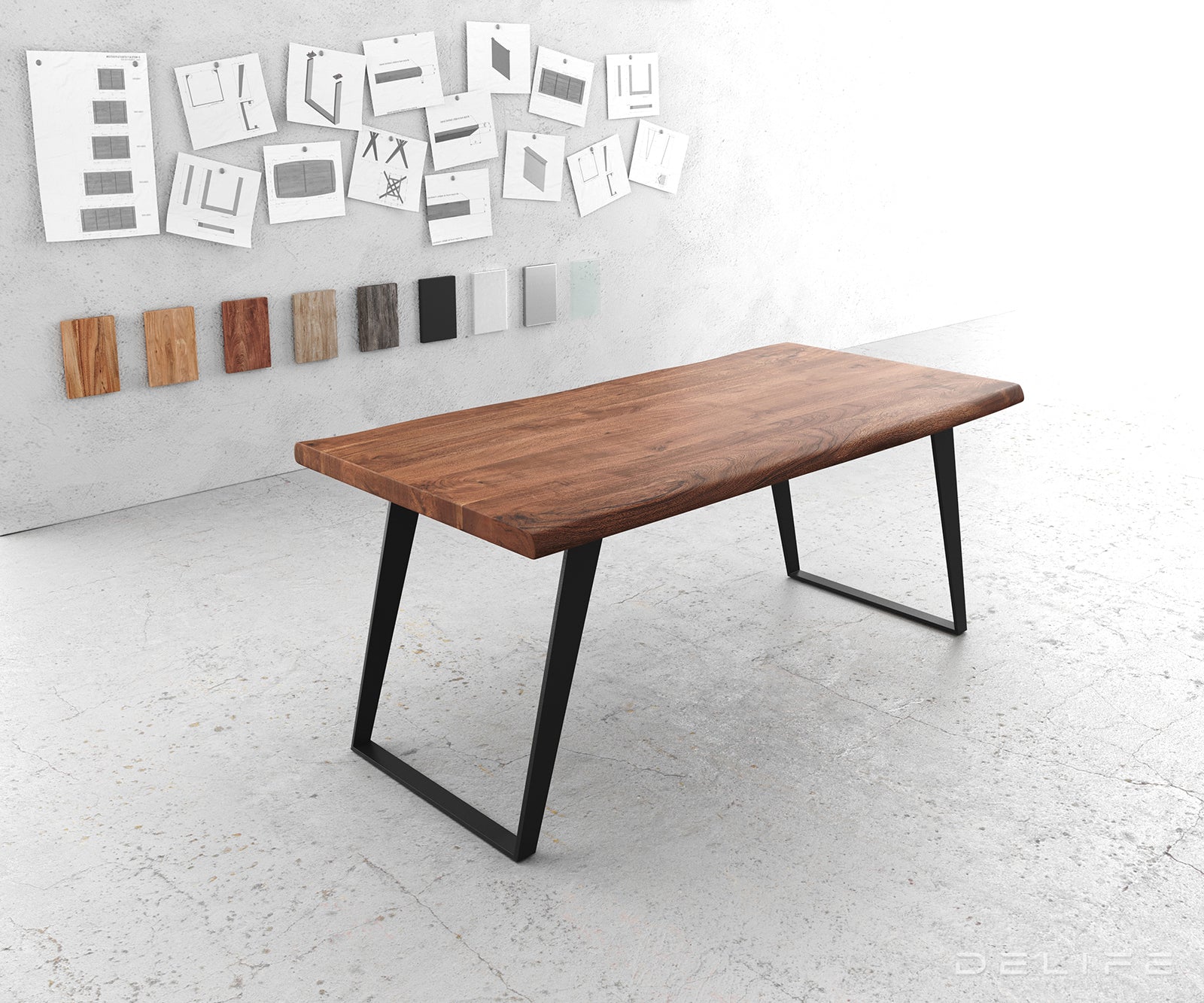 Blagovaonski stol Edge, Materijal: Bagrem, Debljina ploče: 5,5cm