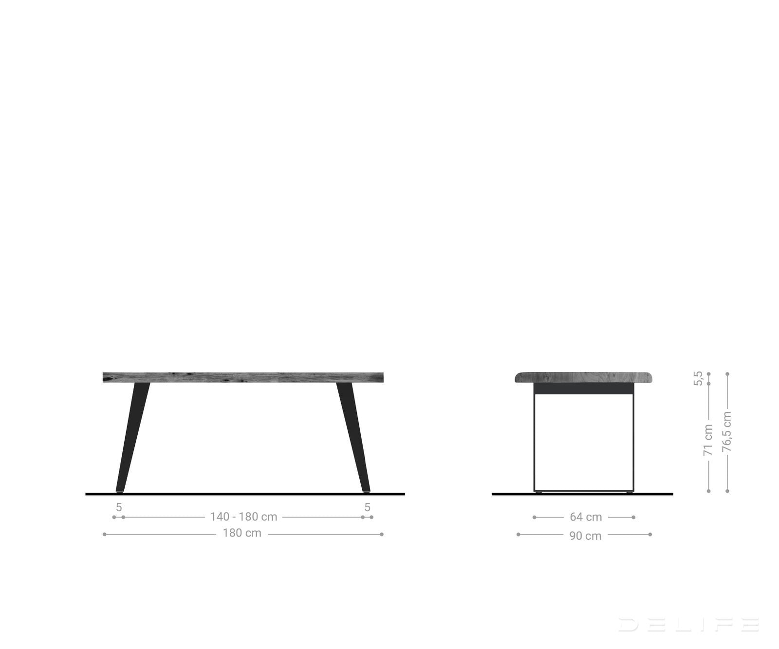 Blagovaonski stol Edge, Materijal: Bagrem, Debljina ploče: 5,5cm