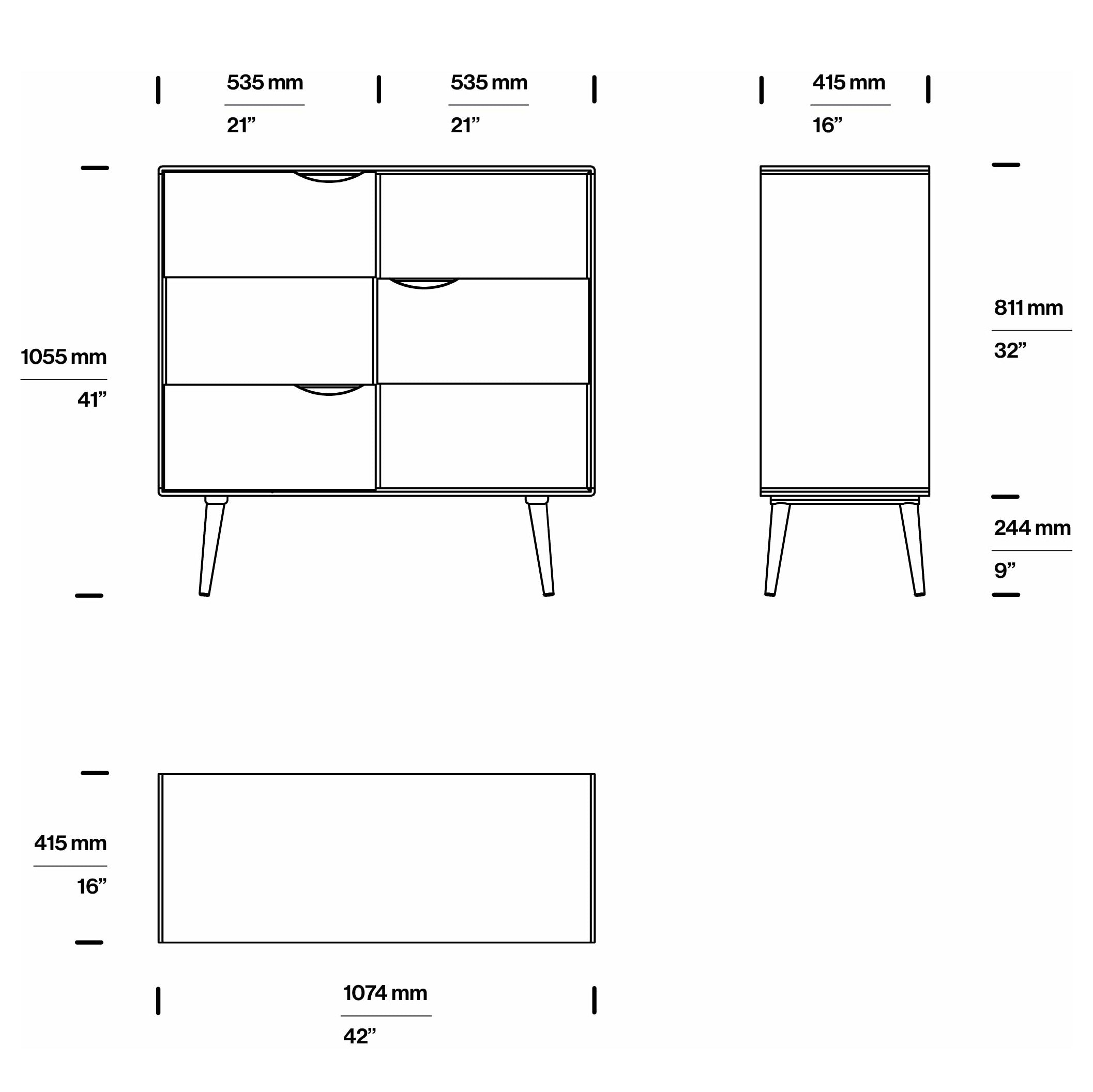 Komoda Primo Alta 107.4x81.1cm, Materijal: Puno drvo Hrast