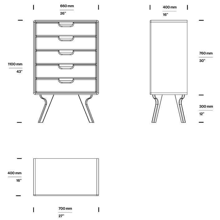 Komoda Amadeo 66x110cm, Materijal: Puno drvo Hrast