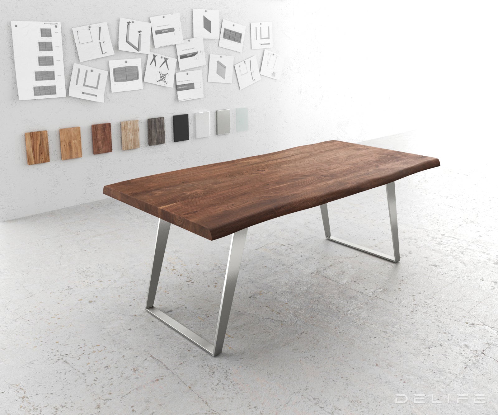 Blagovaonski stol Edge, Materijal: Bagrem, Debljina ploče: 5,5cm