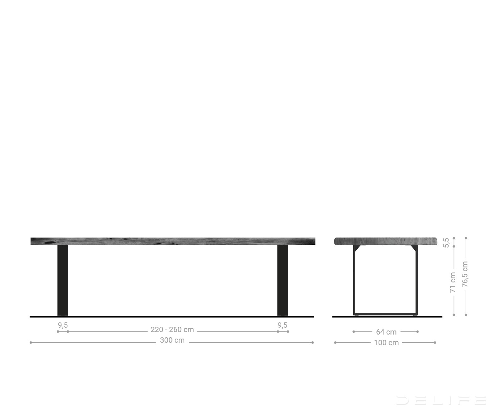 Blagovaonski stol Edge, Materijal: Bagrem, Debljina ploče: 5,5cm
