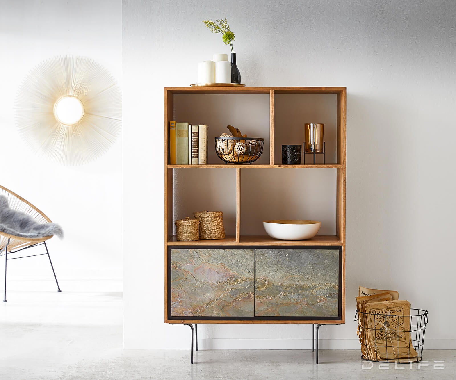 Visoka komoda Juwelo 88x135cm, Materijal: Bagrem