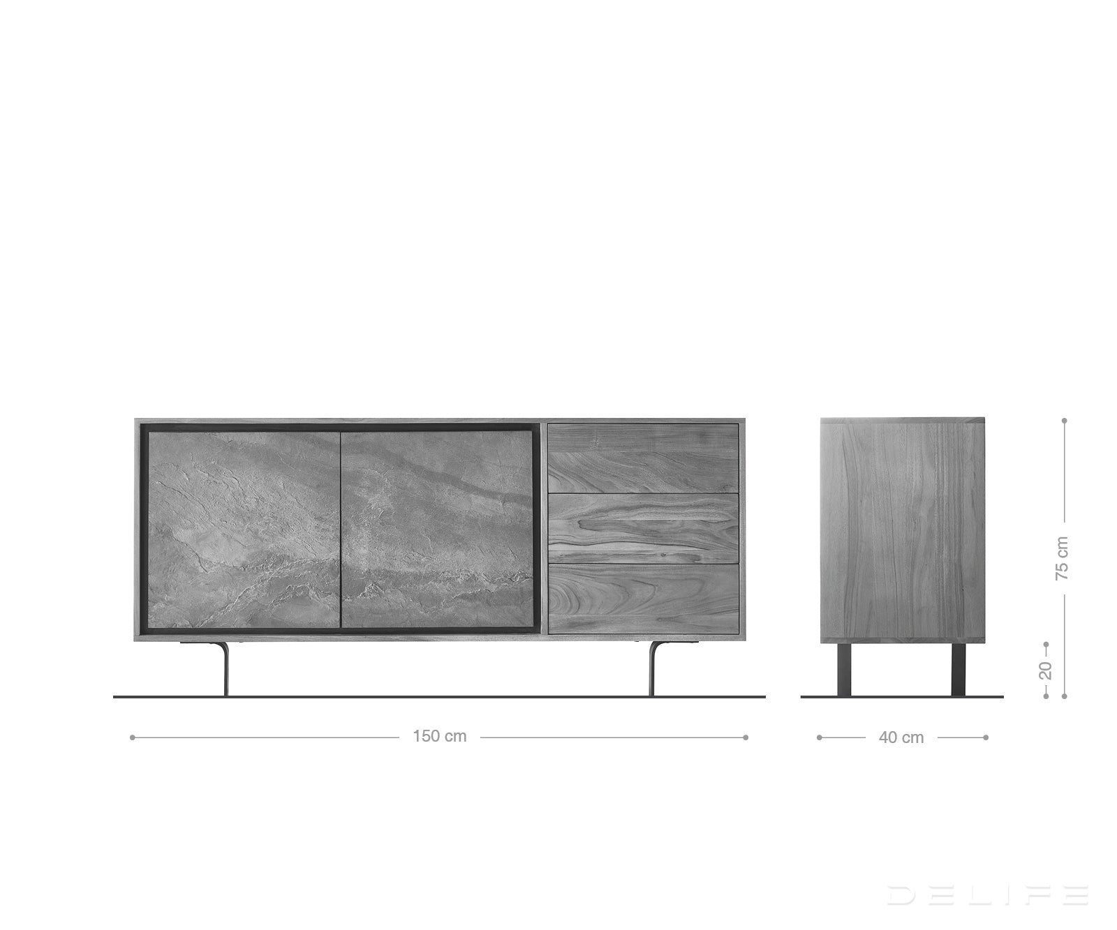 Komoda Juwelo, Materijal: Bagrem