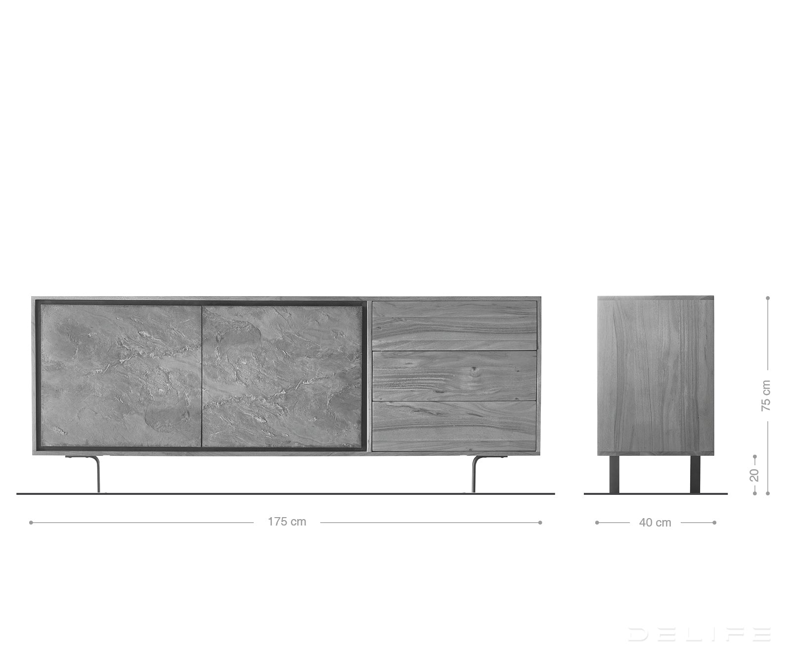 Komoda Juwelo, Materijal: Bagrem