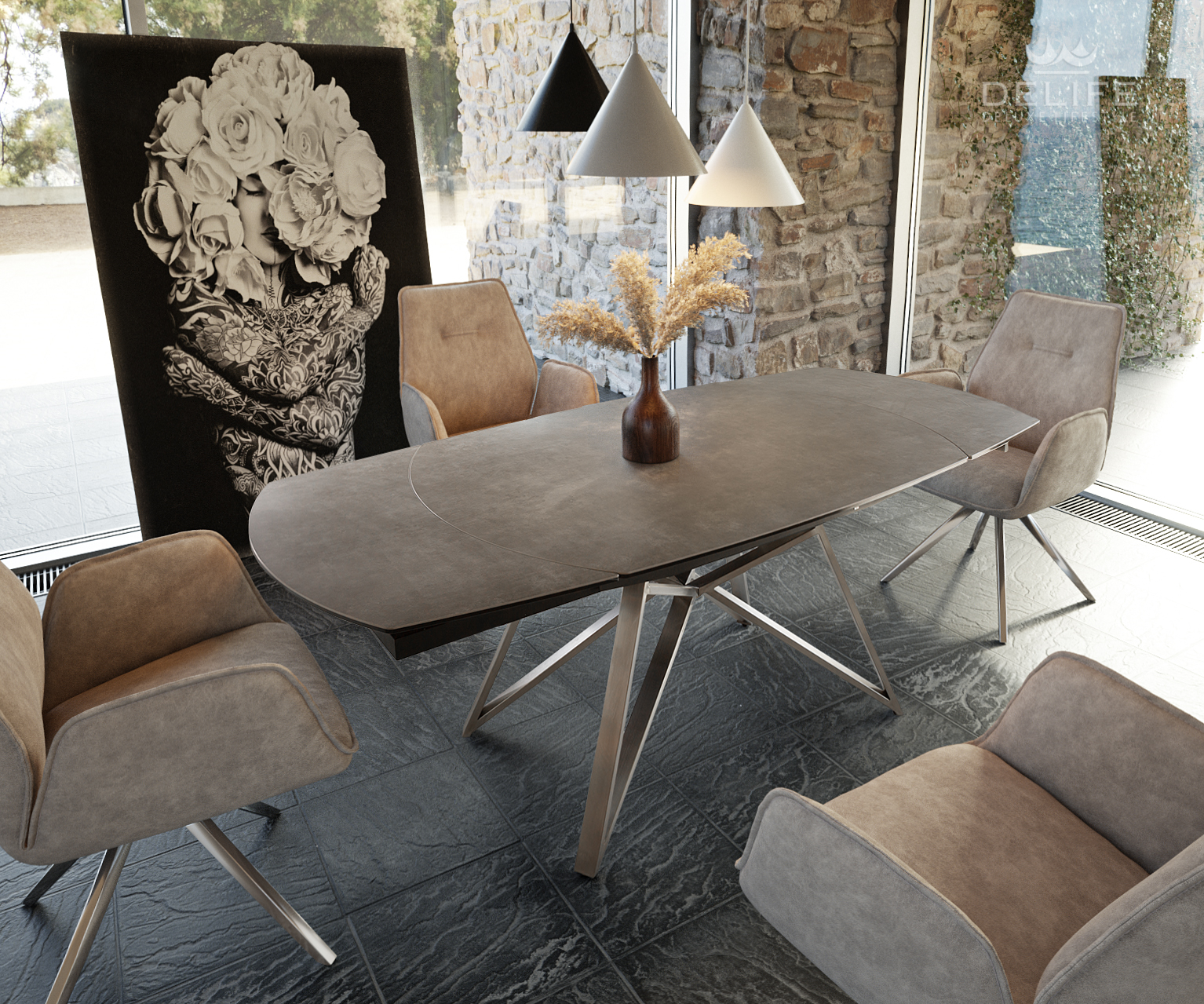 Produljivi stol Carlow 130/200x90cm, Materijal: Keramika