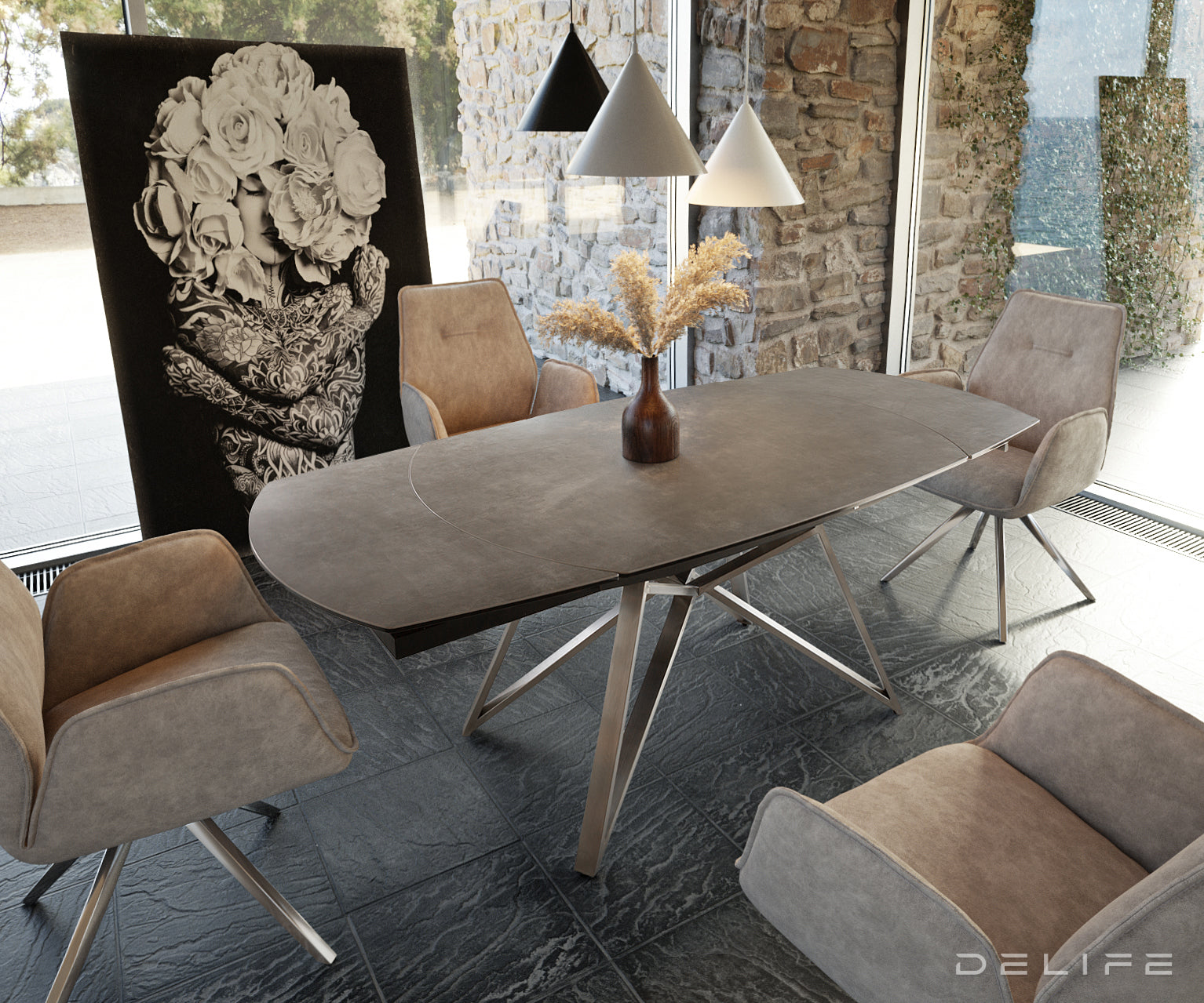 Produljivi stol Carlow 130/200x90cm, Materijal: Keramika