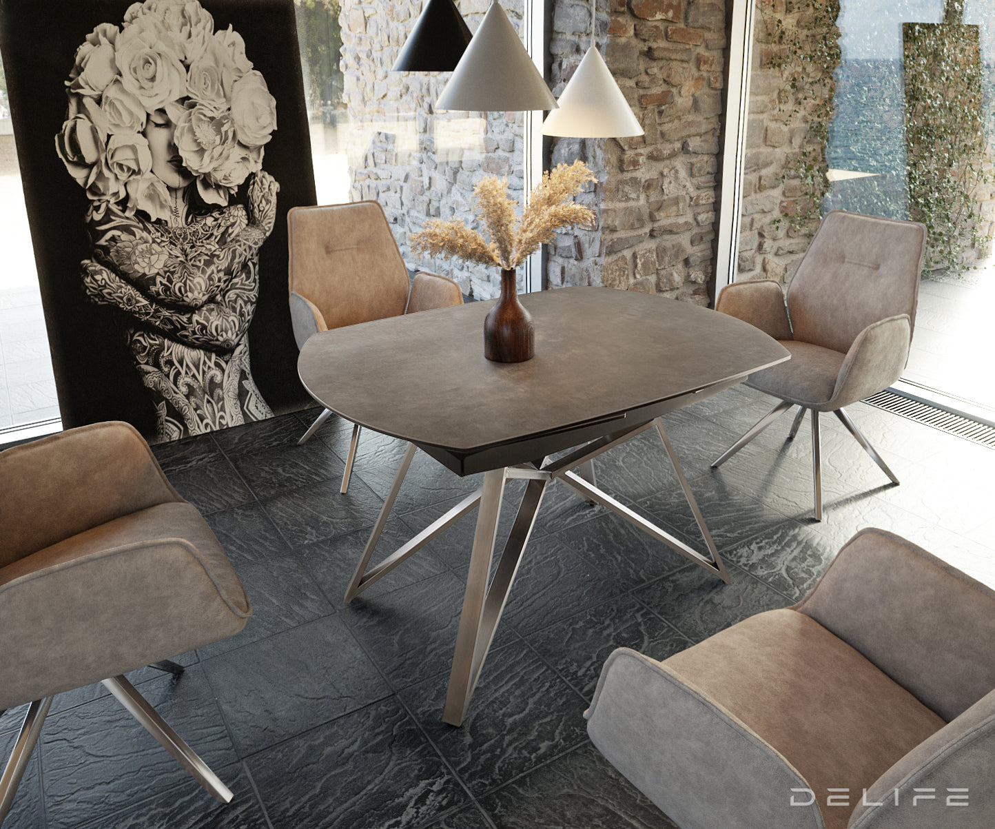 Produljivi stol Carlow 130/200x90cm, Materijal: Keramika