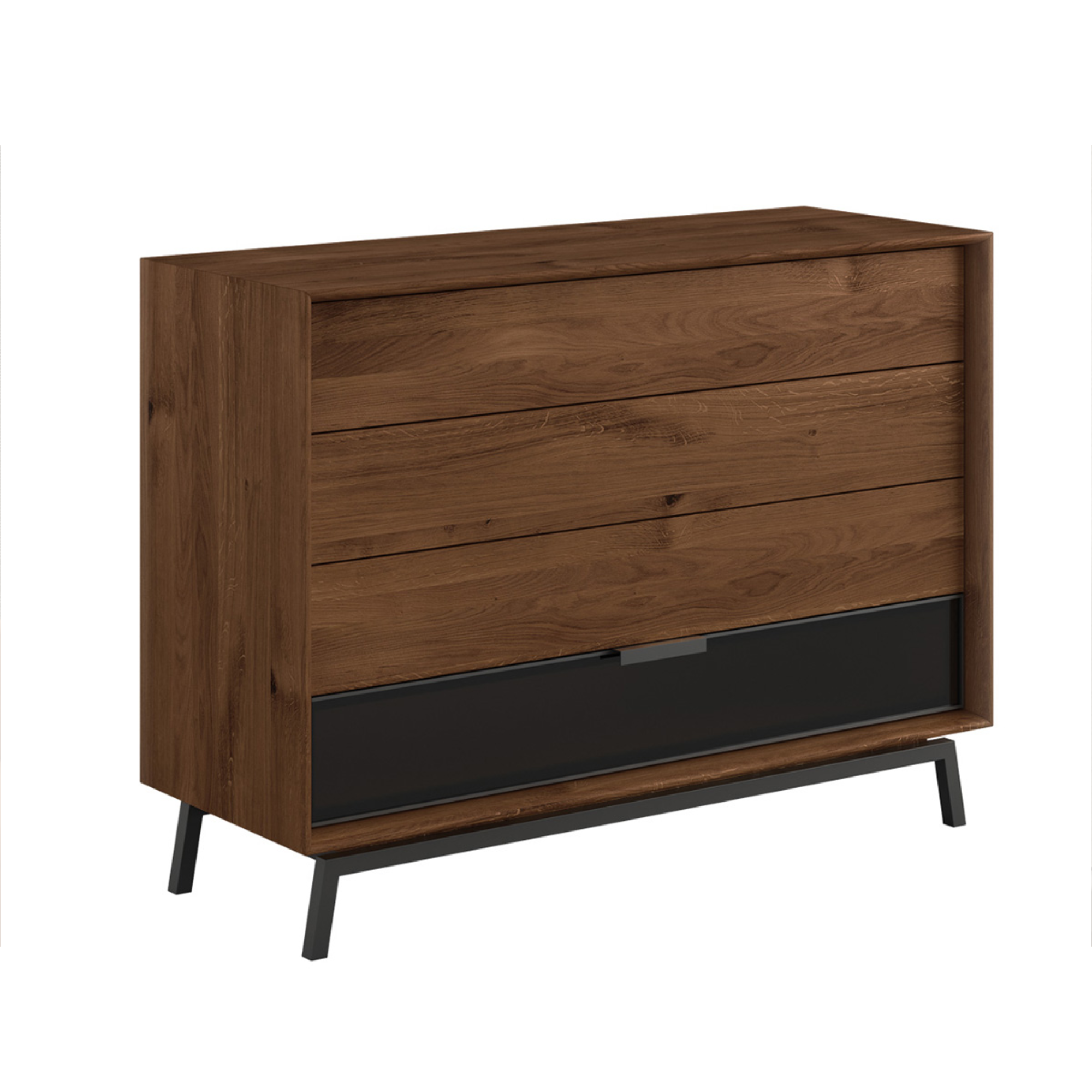 Komoda Modern Loft 120,50x45cm Sa Staklom, Materijal: Masivno  Drvo Hrast