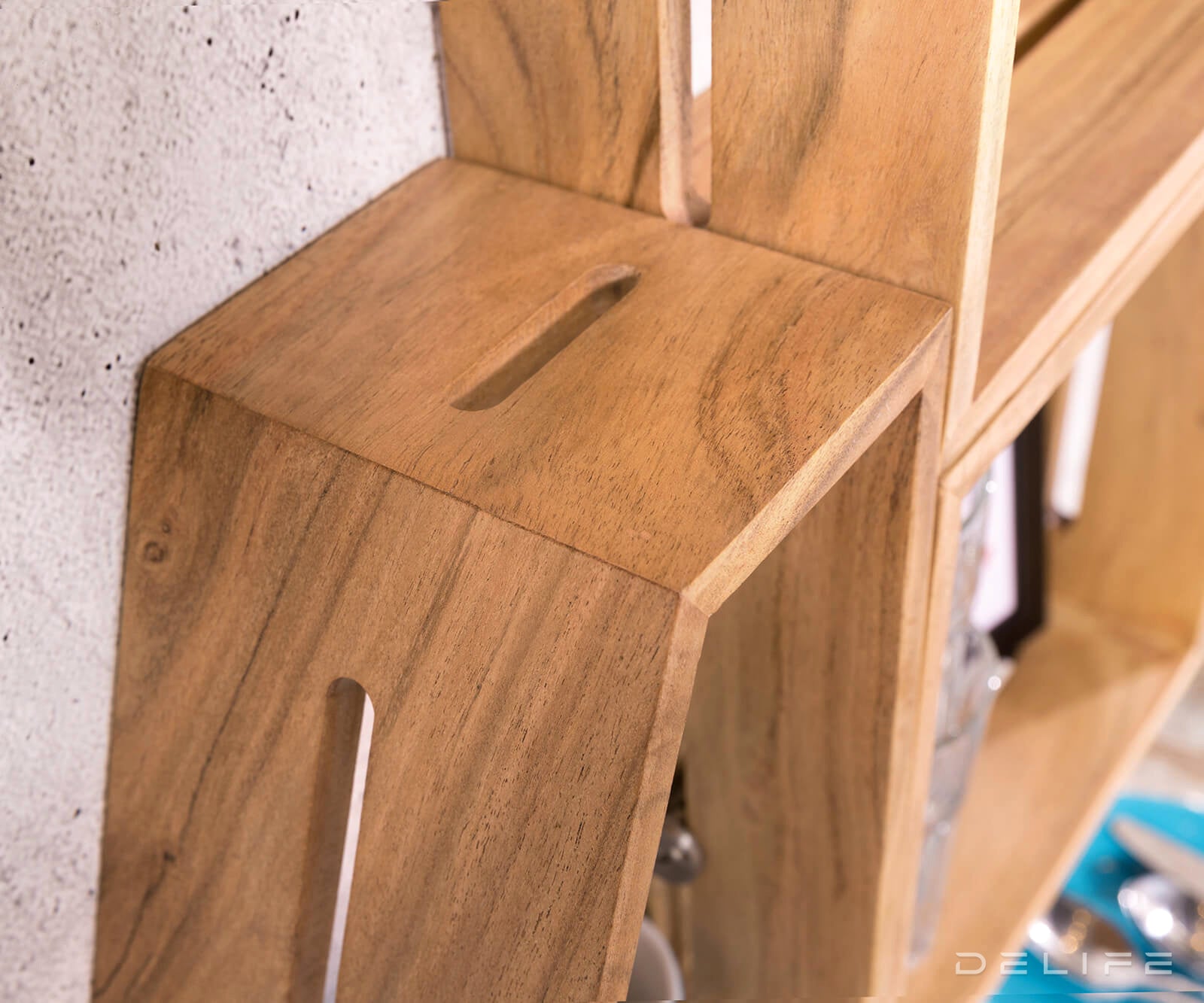 Set 3 zidna poličara Wyatt 70x55cm, Materijal: Bagrem