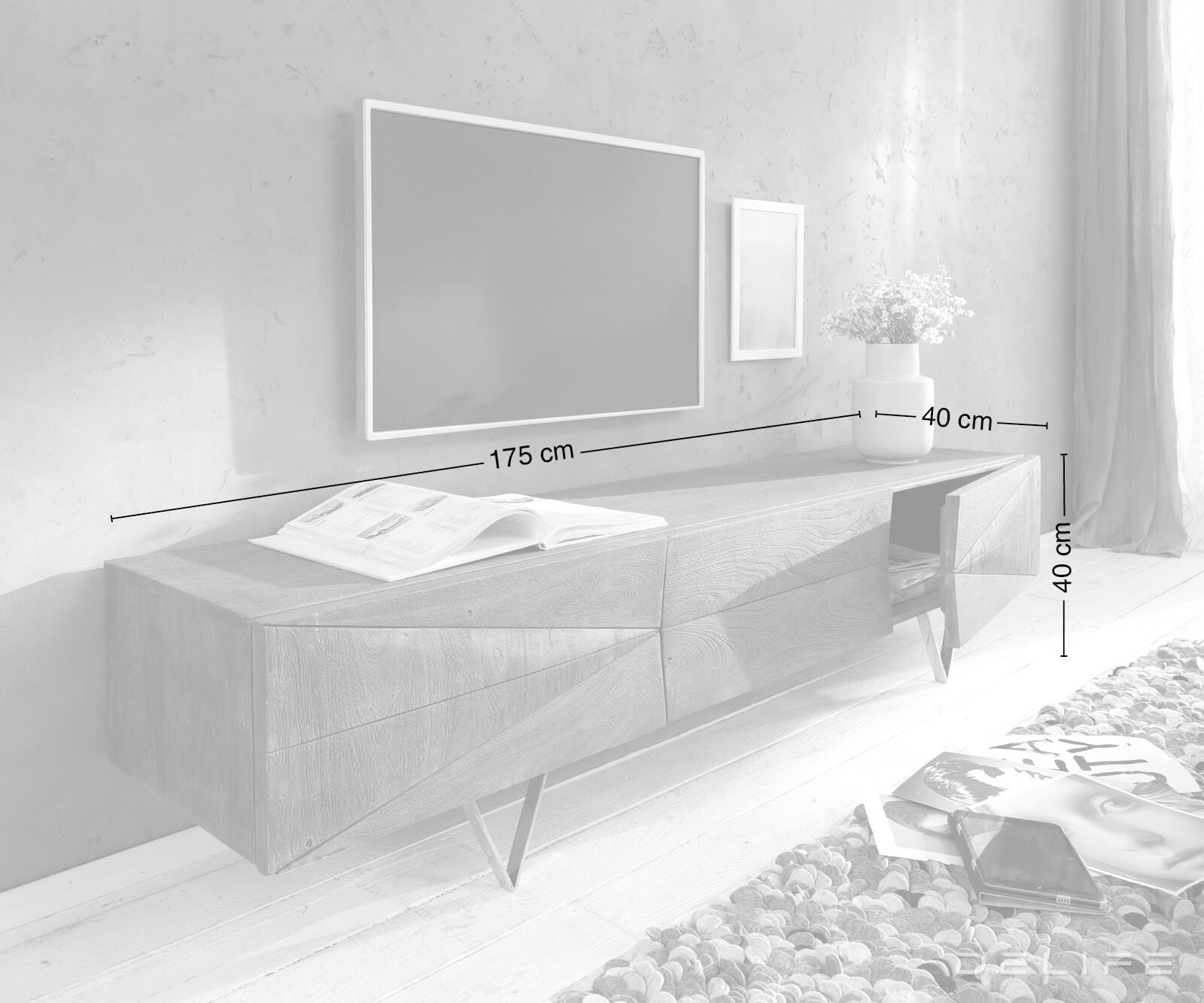 Komoda Designer Wyatt 175cm, Materijal: Bagrem