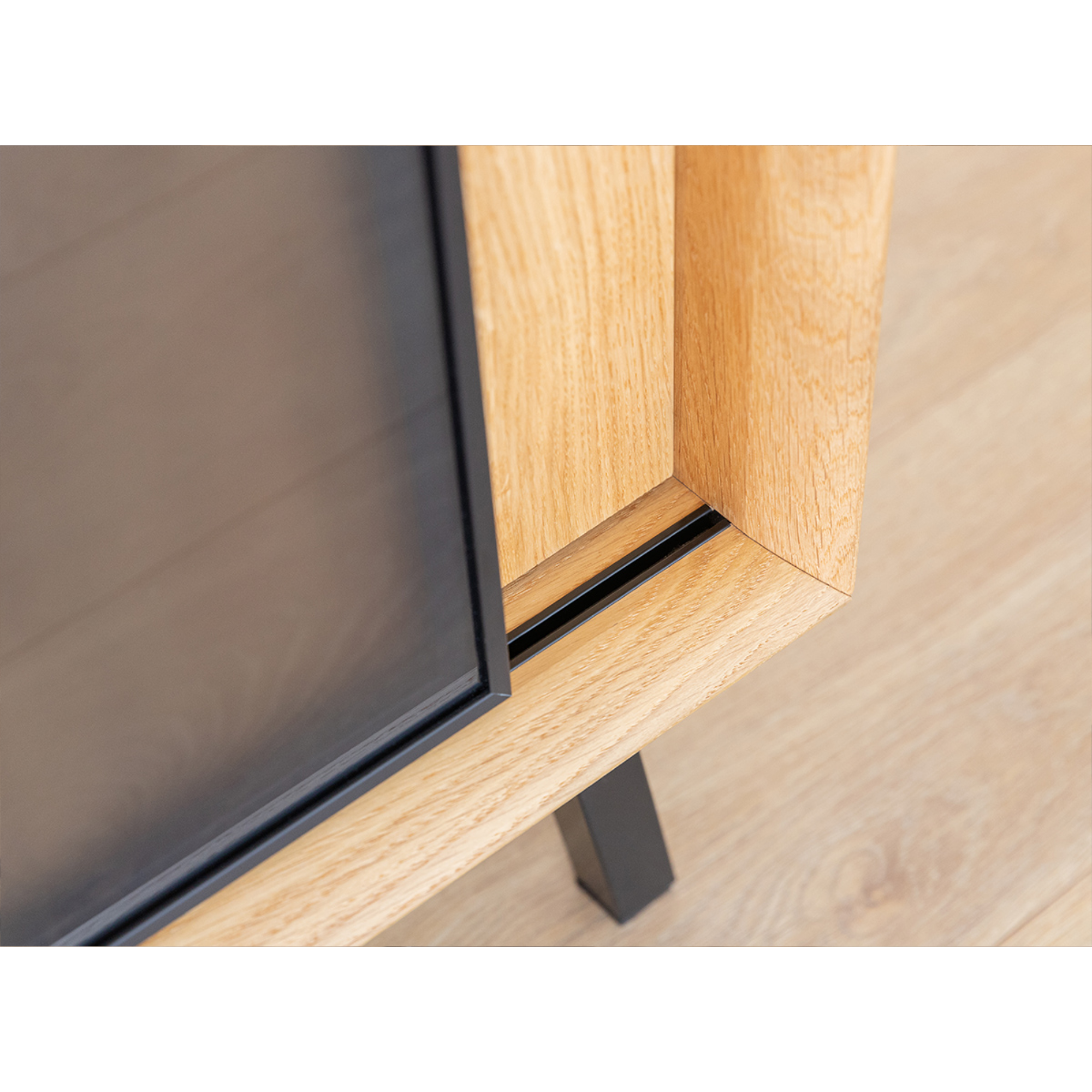 Komoda Modern Loft 101x45cm Sa Staklom, Materijal: Masivno Drvo Hrast