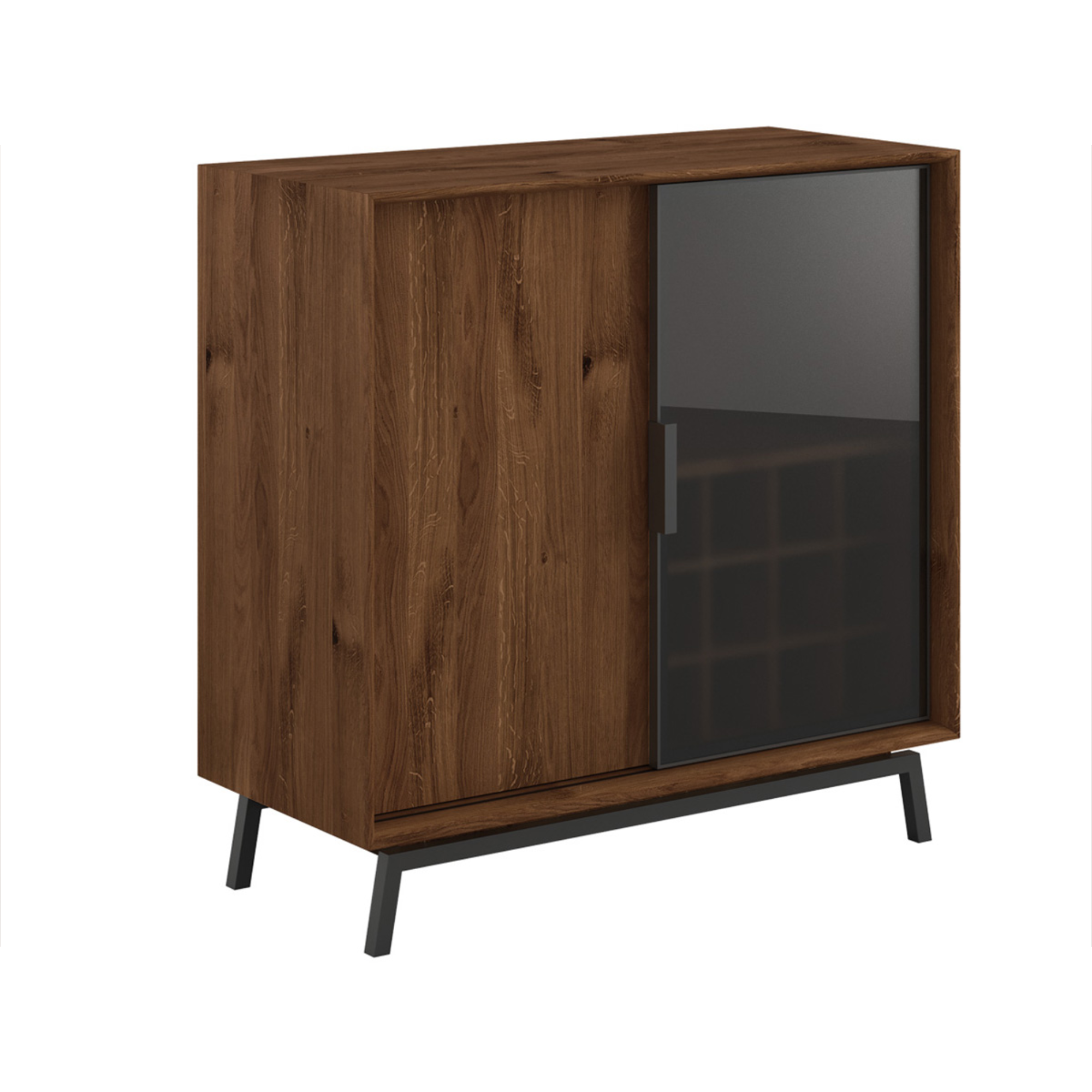 Komoda Modern Loft 101x45cm Sa Staklom, Materijal: Masivno Drvo Hrast
