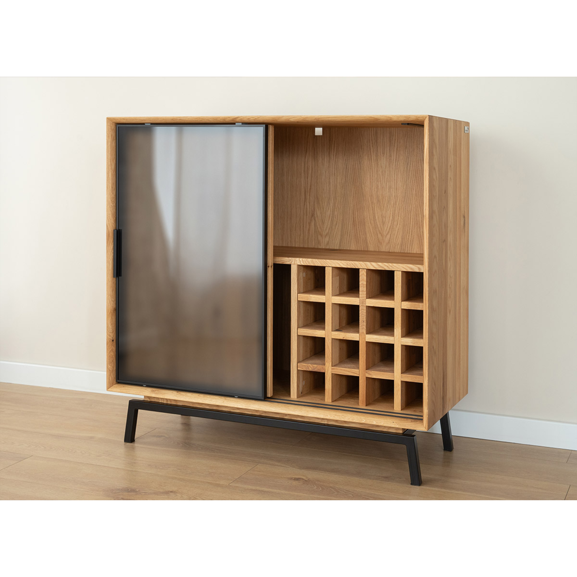 Komoda Modern Loft 101x45cm Sa Staklom, Materijal: Masivno Drvo Hrast