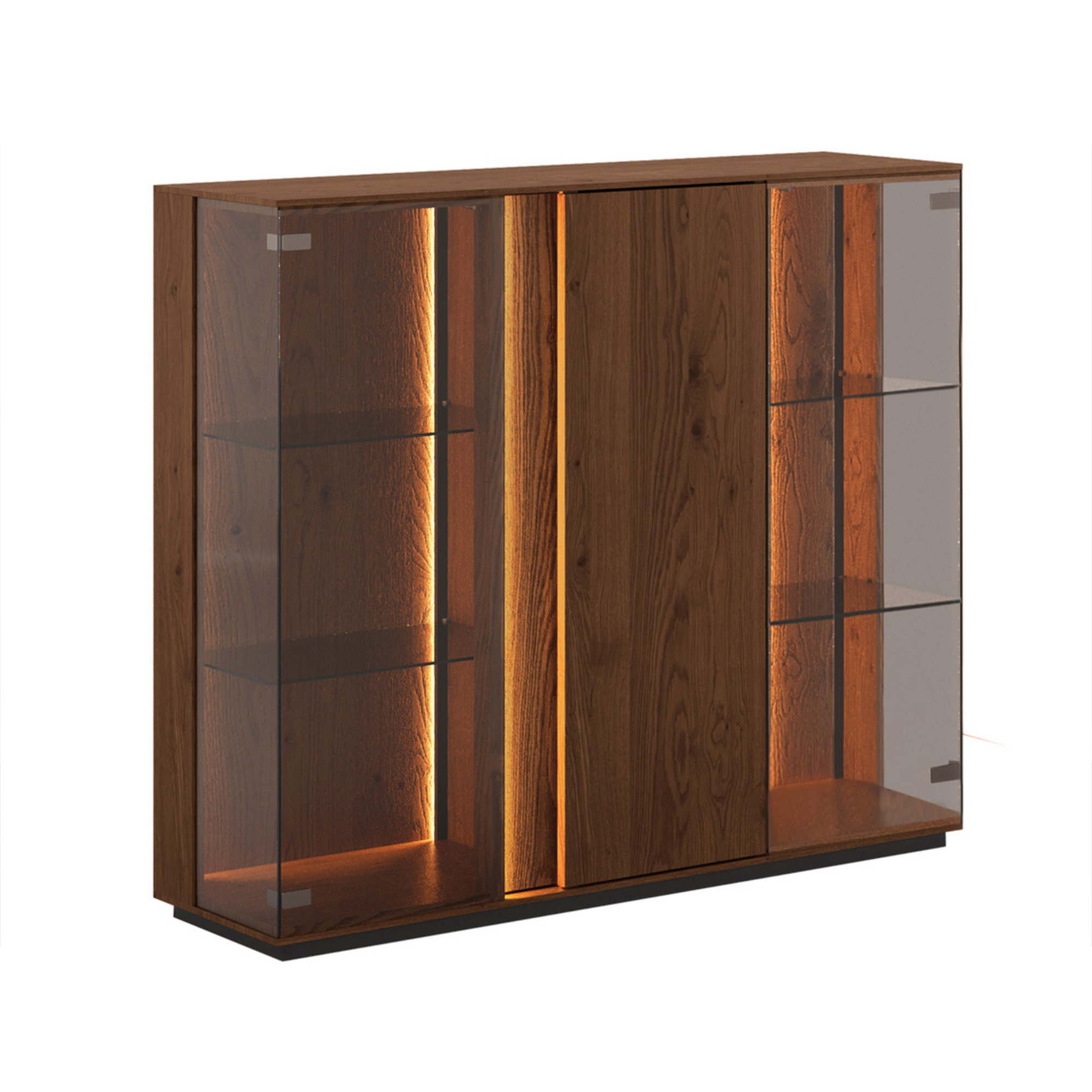 Staklena Vitrina Collodi 135x115cm, Materijal: Masivno Drvo Hrast