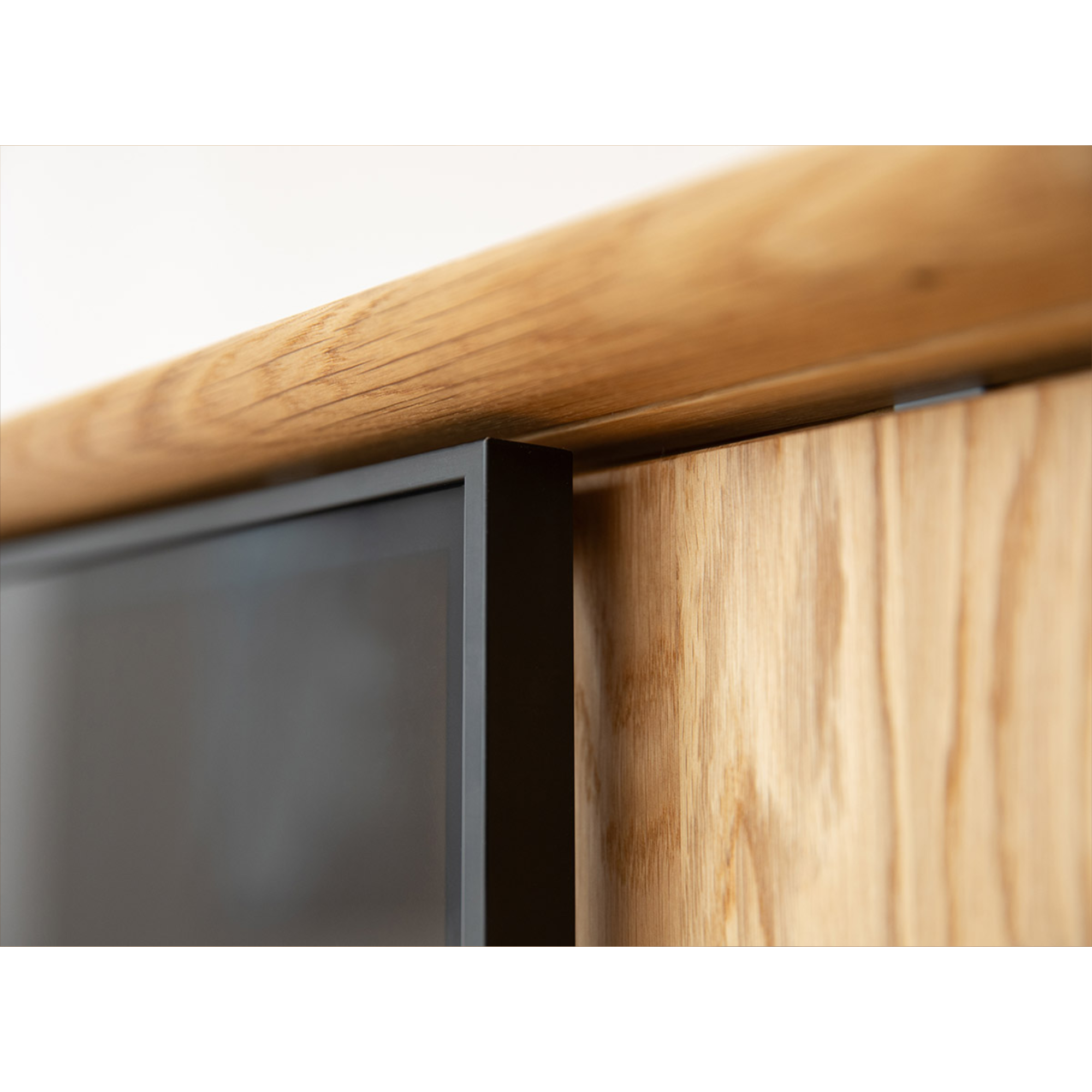 TV Komoda Modern Loft 200x50cm Sa Staklom, Materijal: Masivno Drvo Hrast