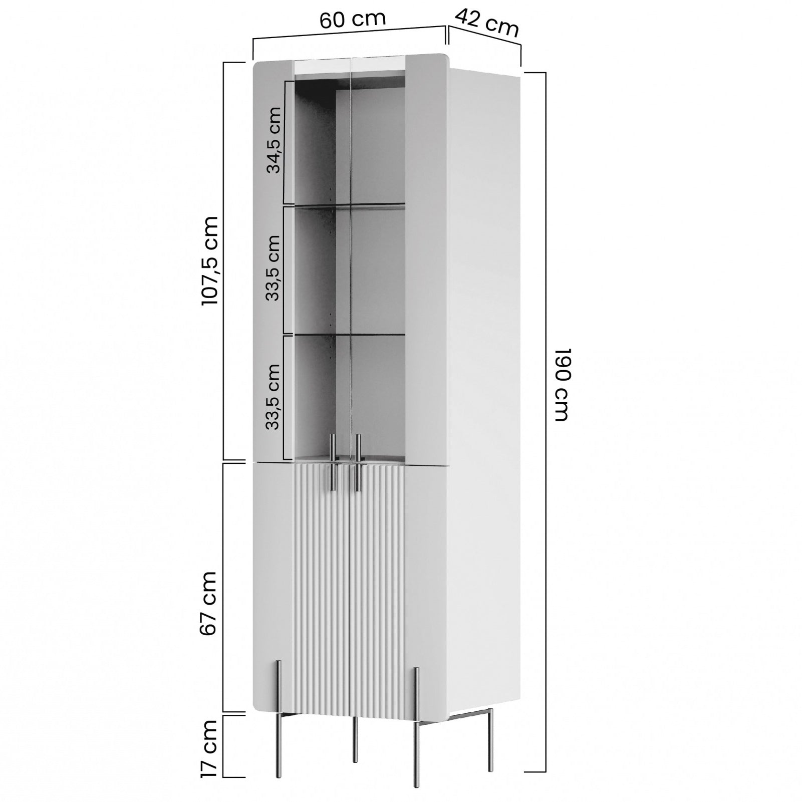 Vitrina Malmi 190cm, Materijal: MDF, Melaminska ploča