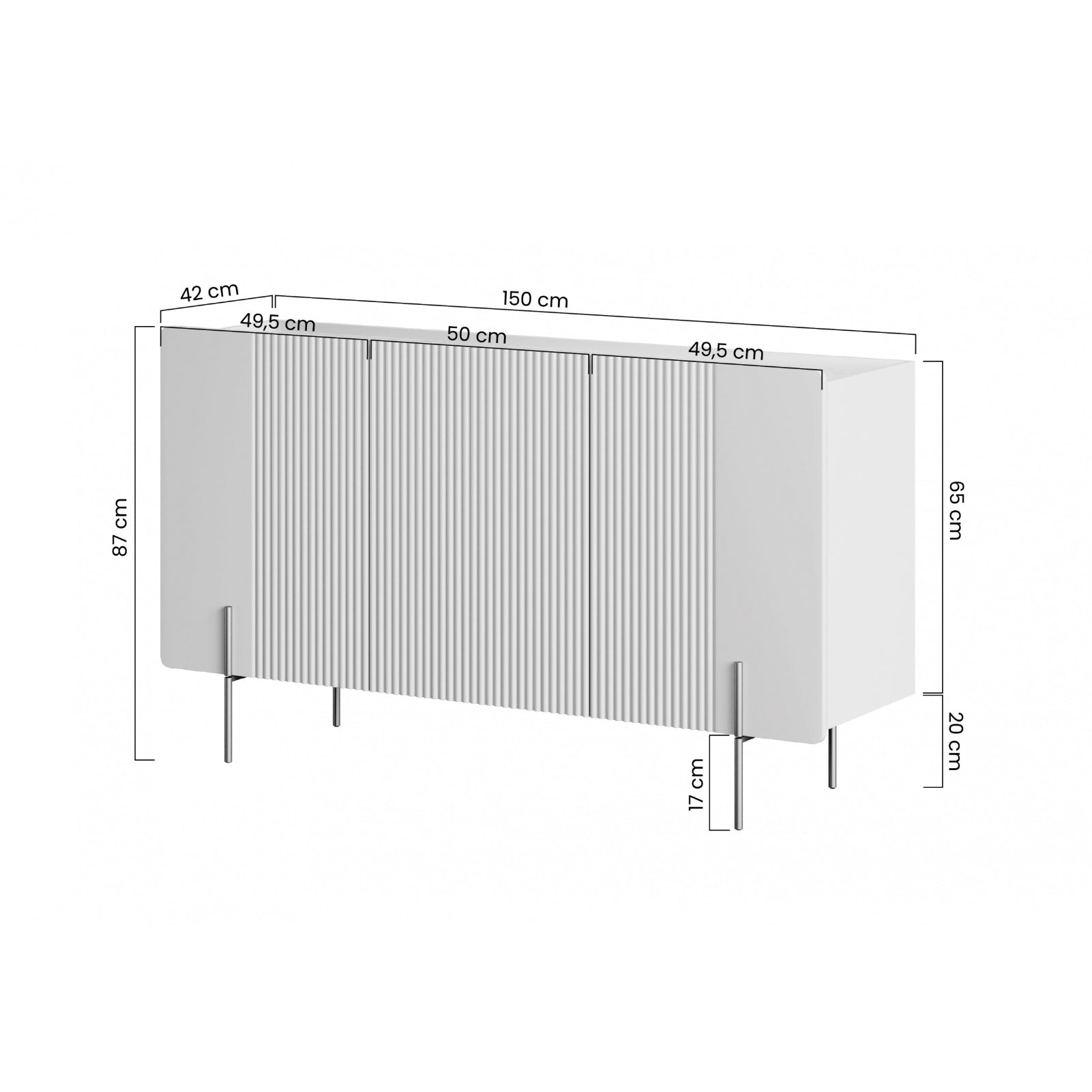 Komoda Malmi 150 cm, 3 Vrata I 3 Police, Materijal: MDF