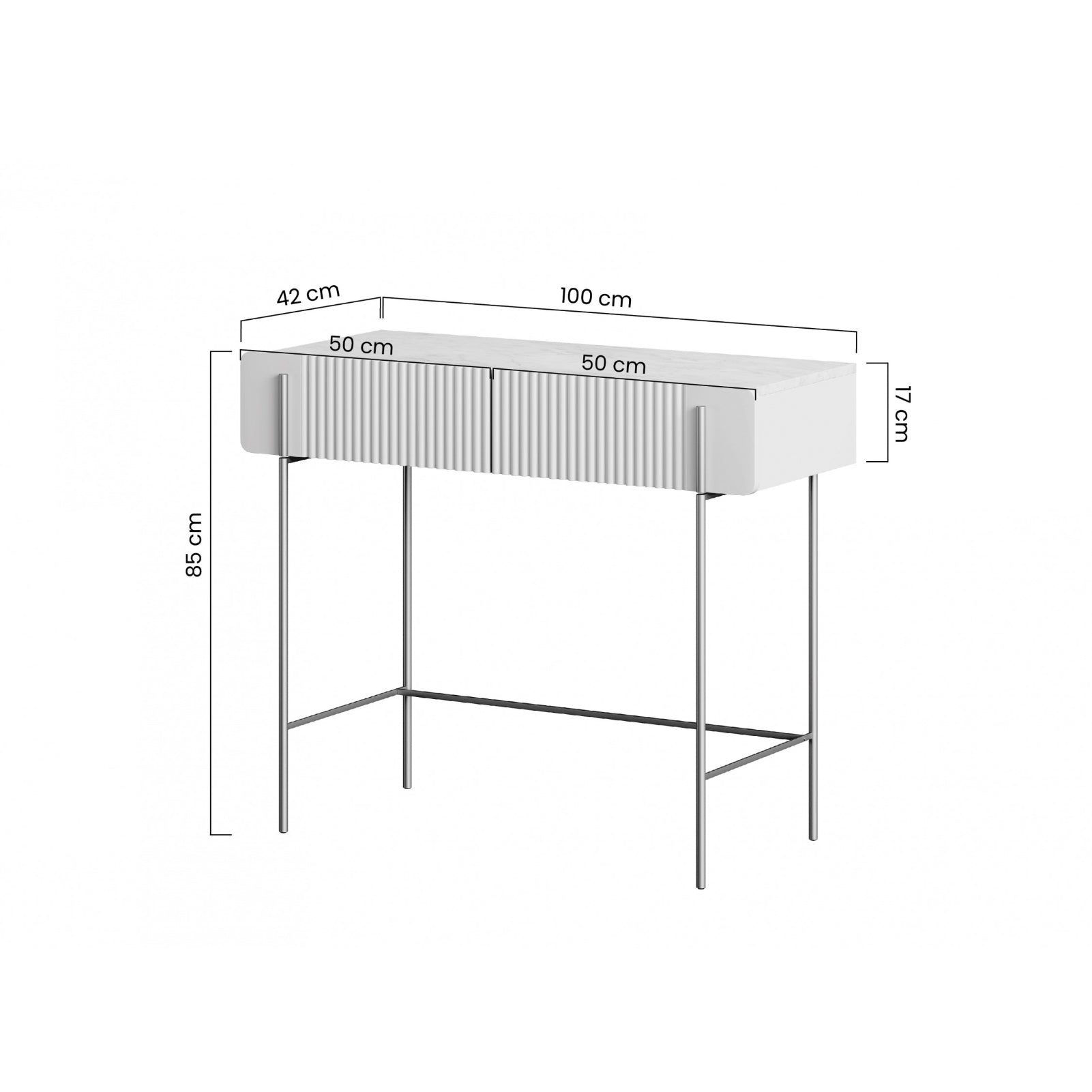 Pomoćni stolić Malmi 100cm, 2 Ladice, Materijal: MDF