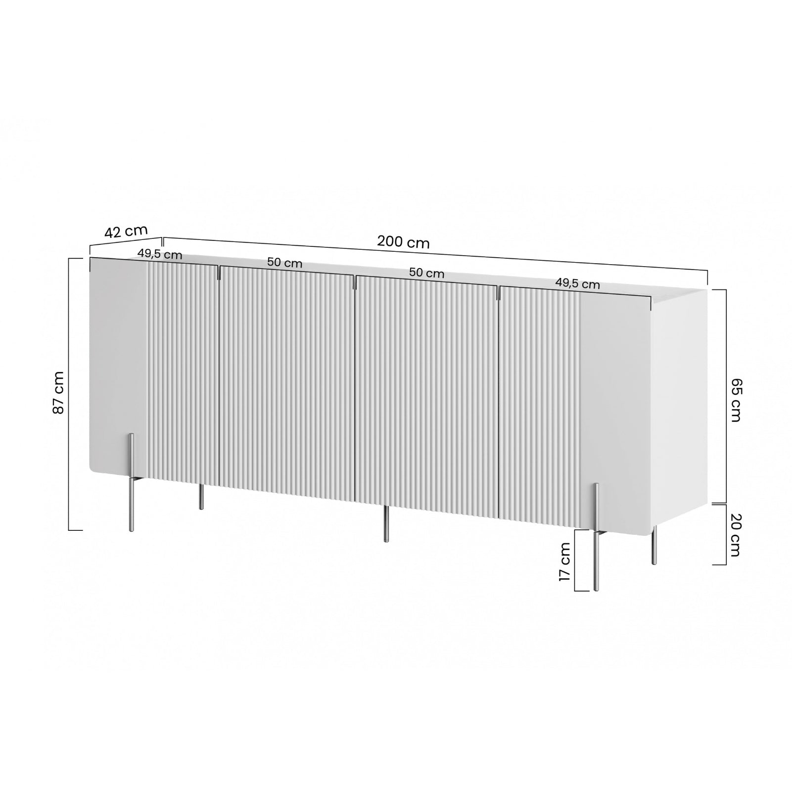 Komoda Malmi 200 cm, 4 Vrata I 4 Police, Materijal: MDF
