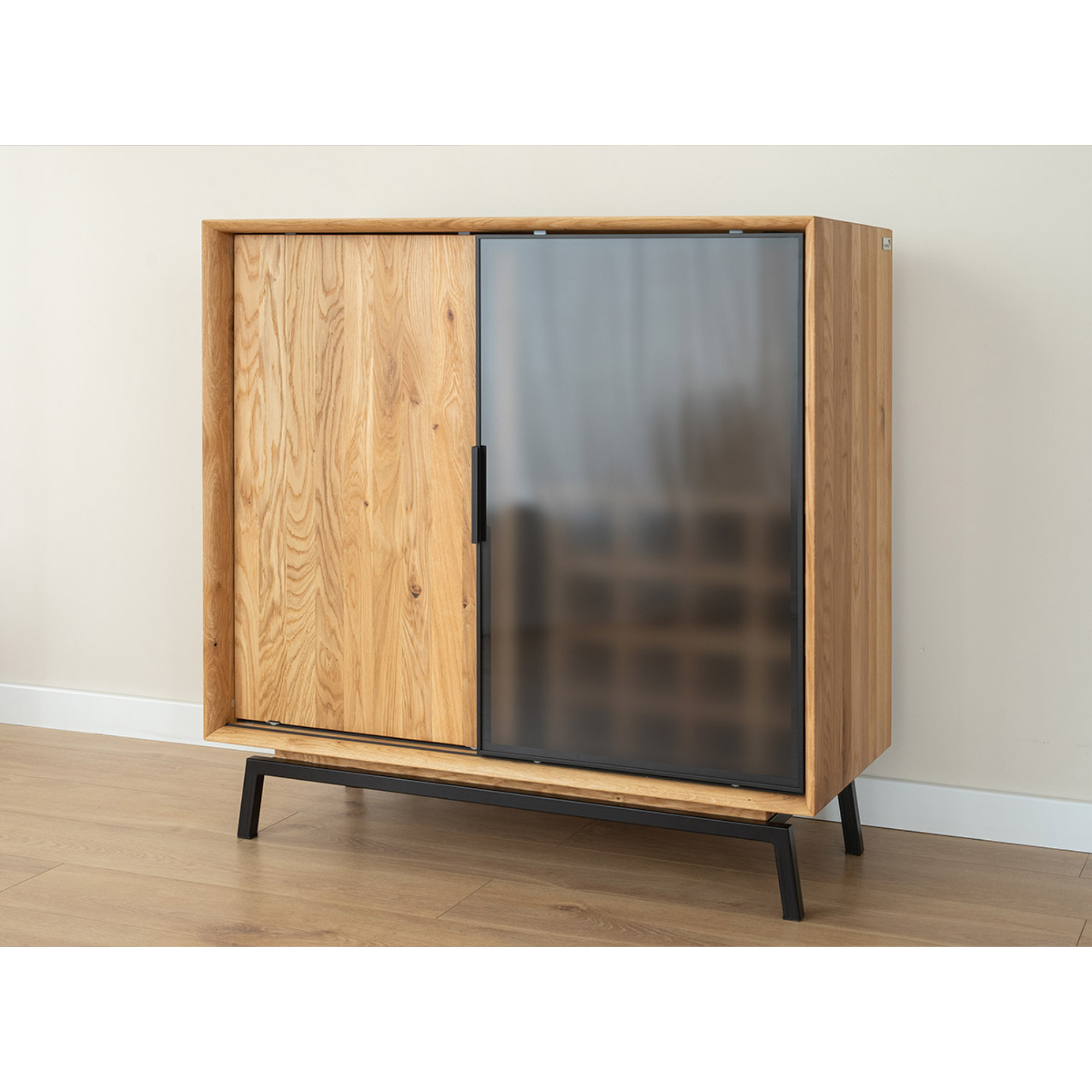 Komoda Modern Loft 101x45cm Sa Staklom, Materijal: Masivno Drvo Hrast