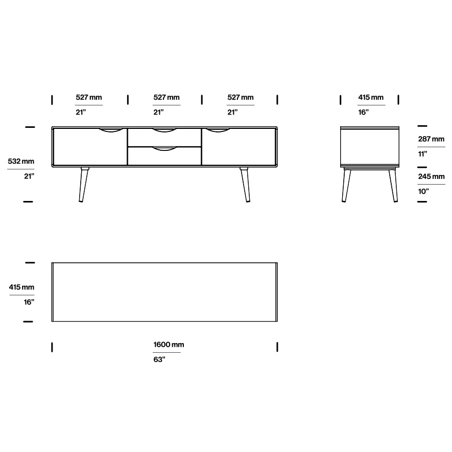 Tv Komoda Primo Bassa 200x41.5cm, Materijal: Puno drvo Orah