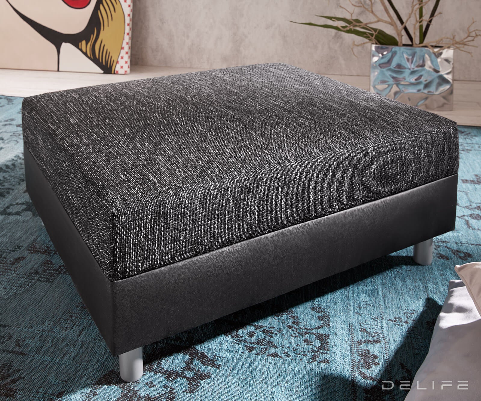 Tabure Clovis 98x83x40cm, Materijal: Strukturirana tkanina/Umjetna koža