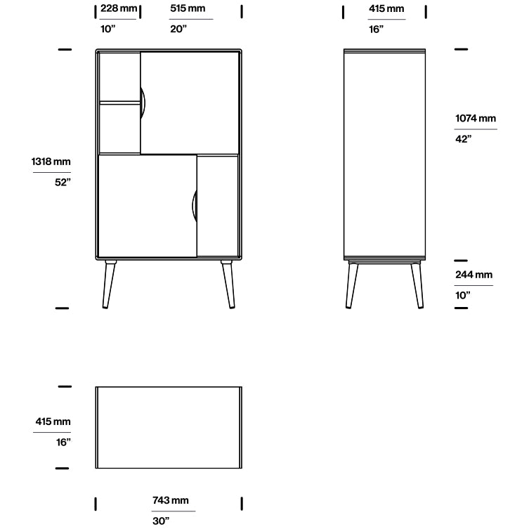 Komoda Mua 74.3x131.8cm, Materijal: Puno drvo Hrast