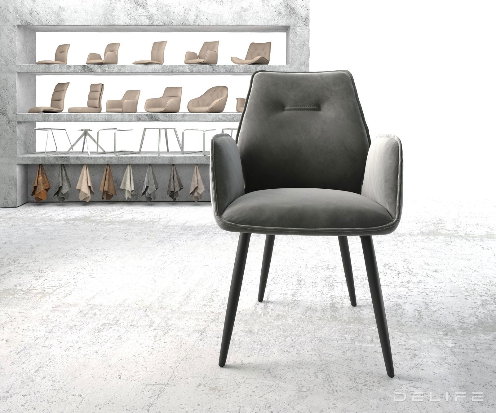 Blagovaonska stolica Zoa, Materijal: Baršun