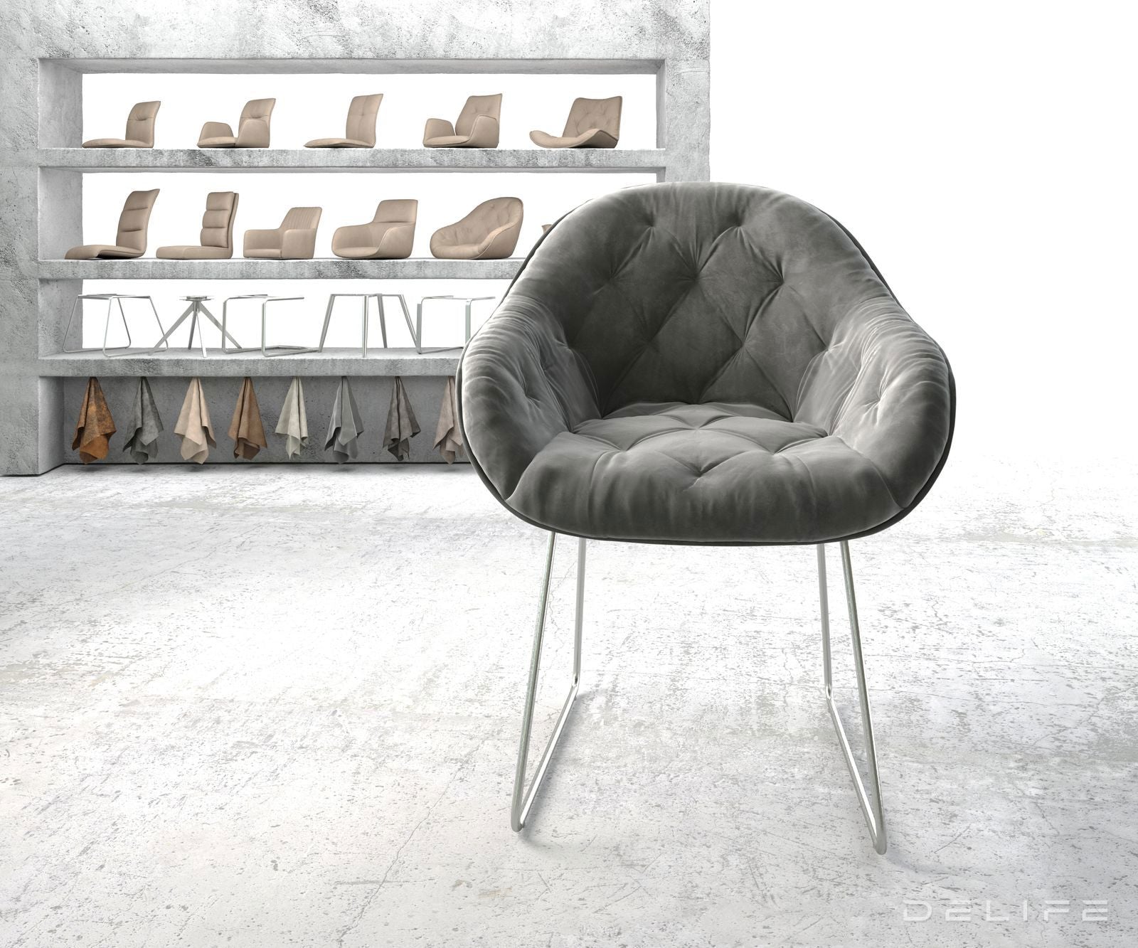 Blagovaonska stolica Gaio, Materijal: Baršun