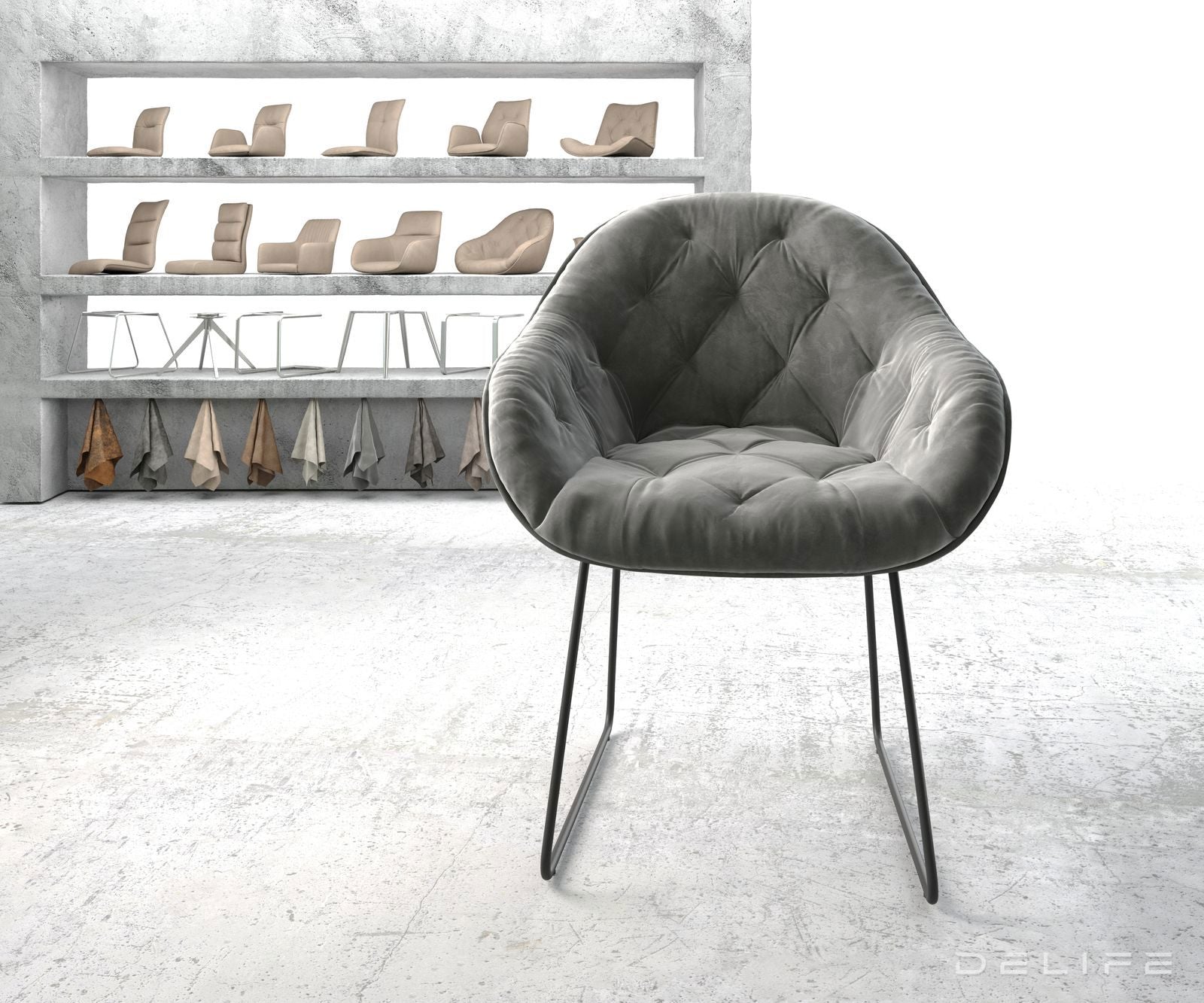 Blagovaonska stolica Gaio, Materijal: Baršun