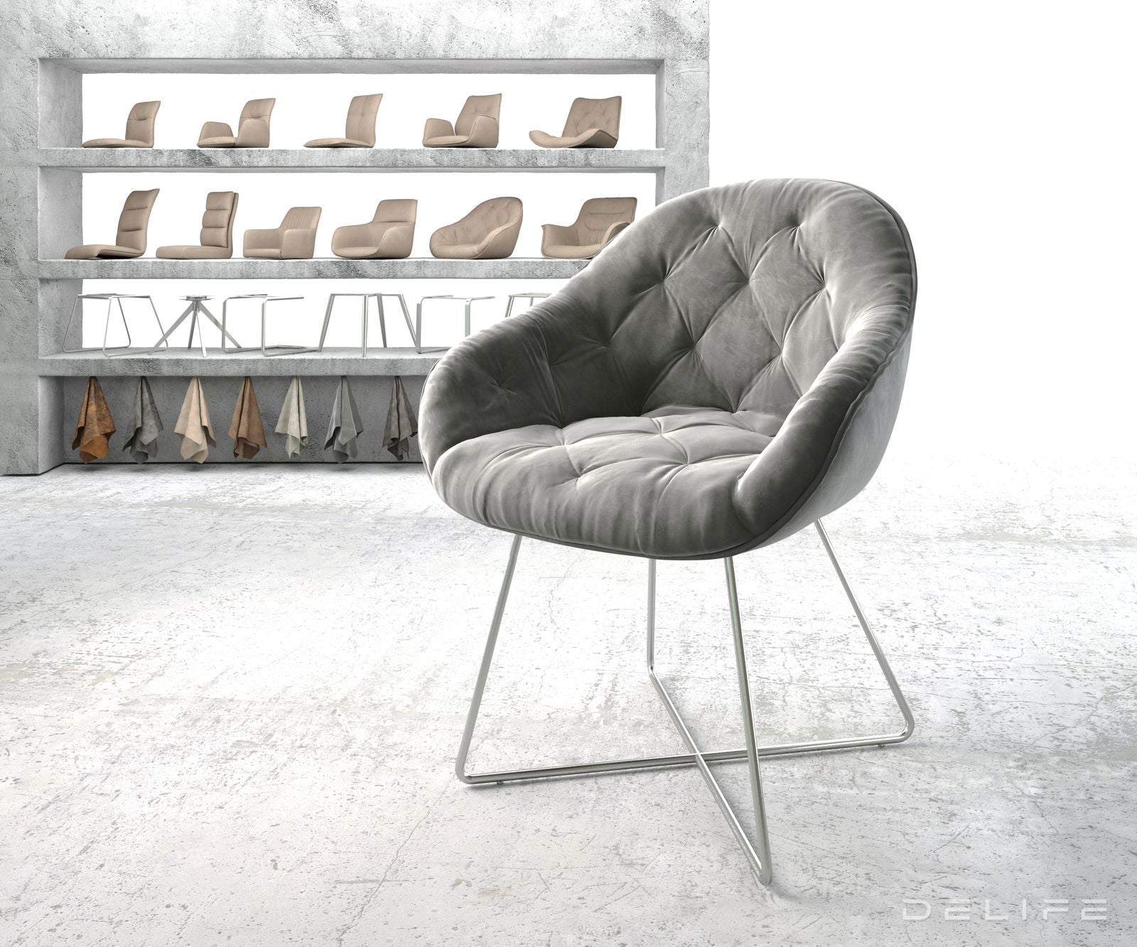 Blagovaonska stolica Gaio, Materijal: Baršun