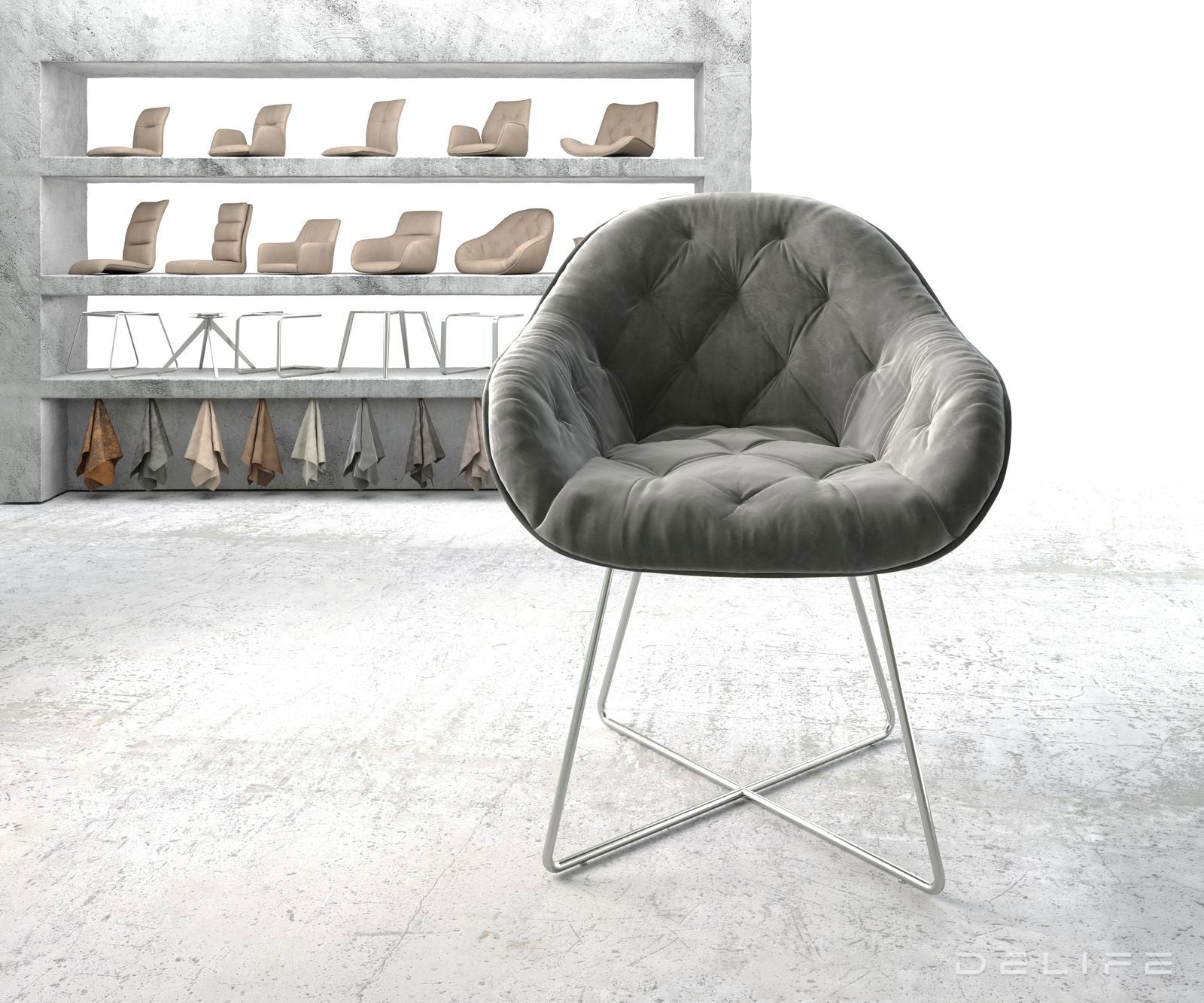 Blagovaonska stolica Gaio, Materijal: Baršun