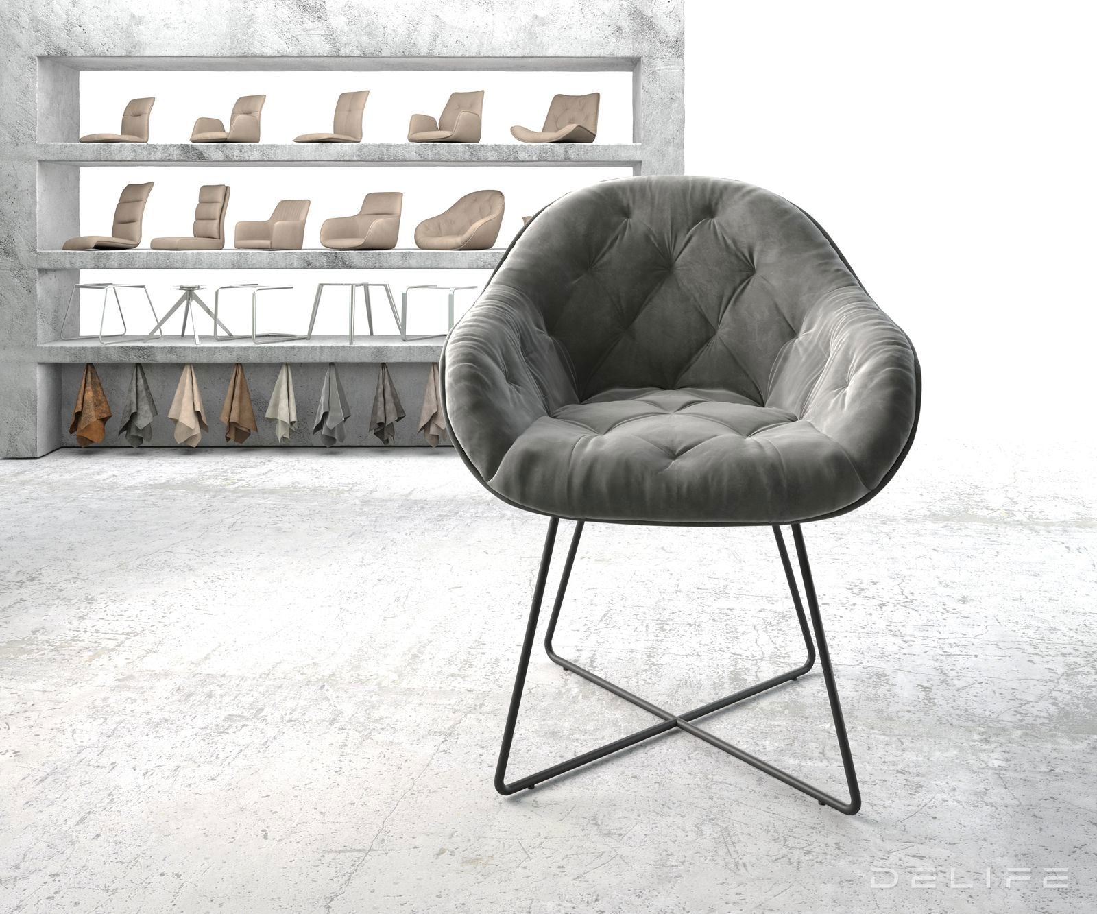 Blagovaonska stolica Gaio, Materijal: Baršun