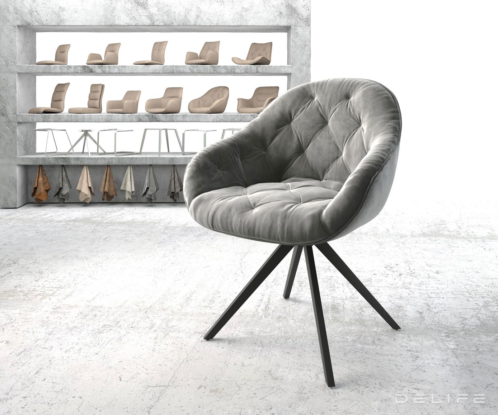 Blagovaonska stolica Gaio, Materijal: Baršun