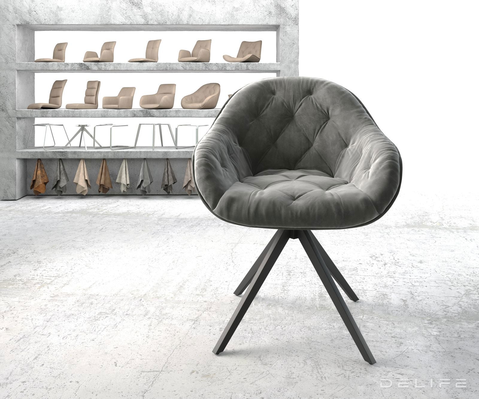 Blagovaonska stolica Gaio, Materijal: Baršun