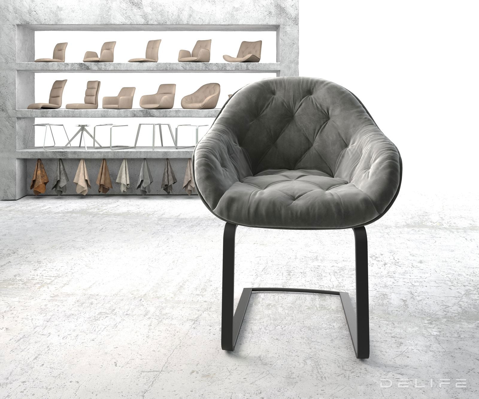 Blagovaonska stolica Gaio, Materijal: Baršun