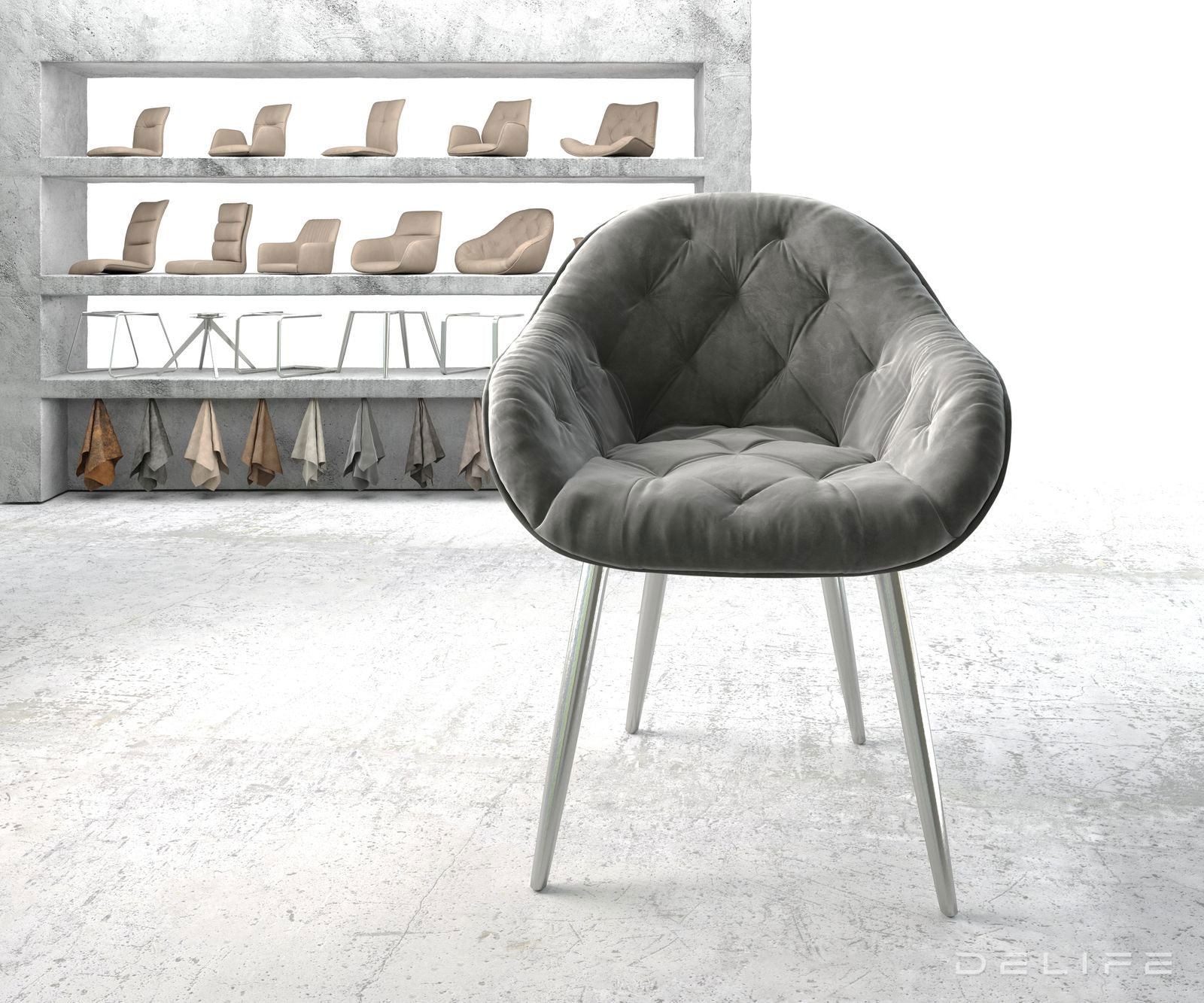 Blagovaonska stolica Gaio, Materijal: Baršun