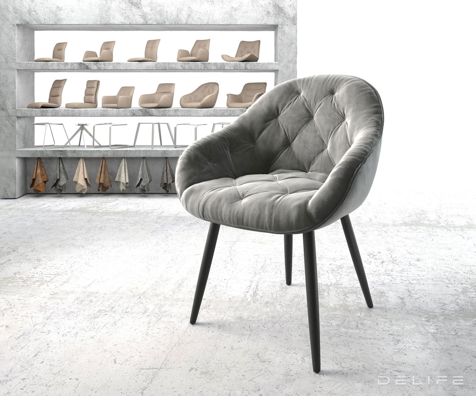 Blagovaonska stolica Gaio, Materijal: Baršun