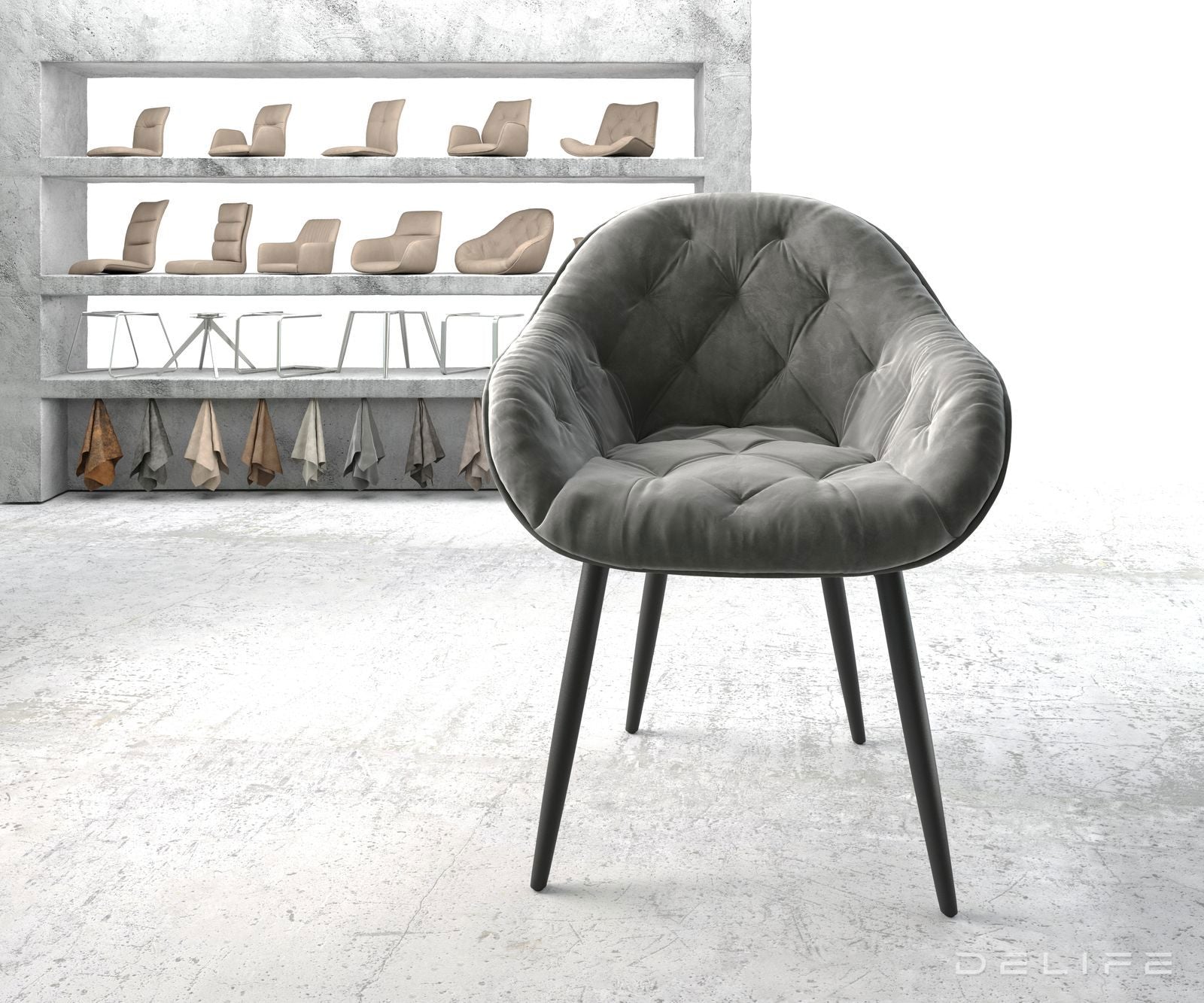 Blagovaonska stolica Gaio, Materijal: Baršun