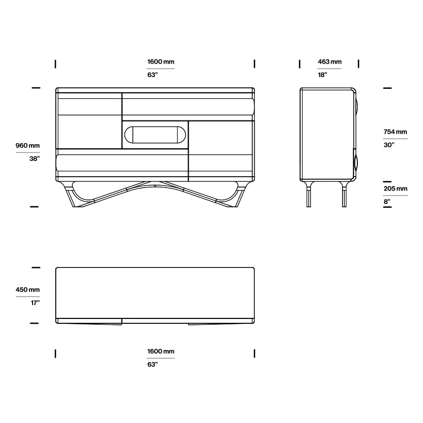 Komoda Antoni Alto 160x96cm, Materijal: Puno drvo Hrast