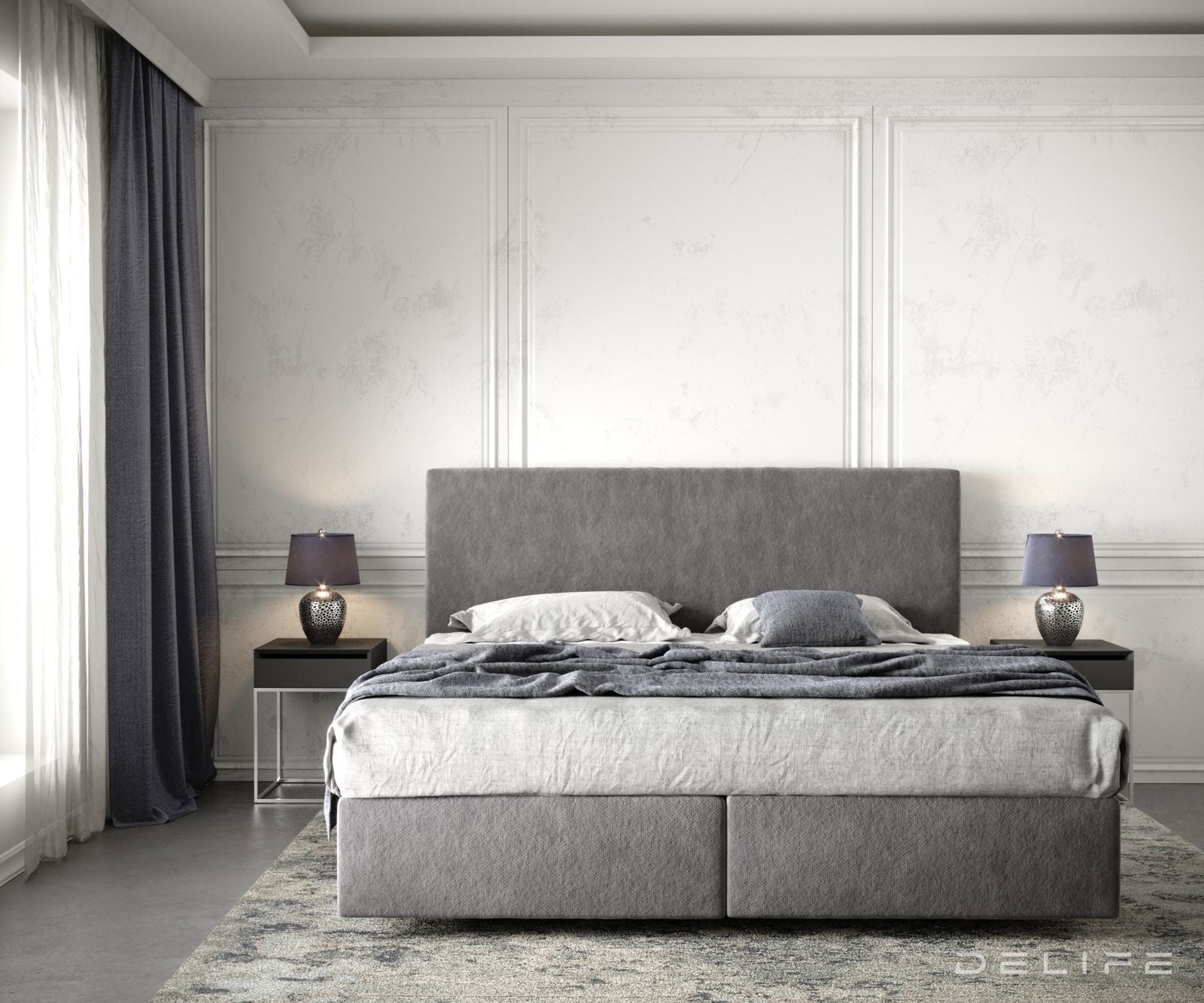 Box spring krevet Dream-Well s madracem i nadmadracem - Minimalističan prošiv - Mikrofibra