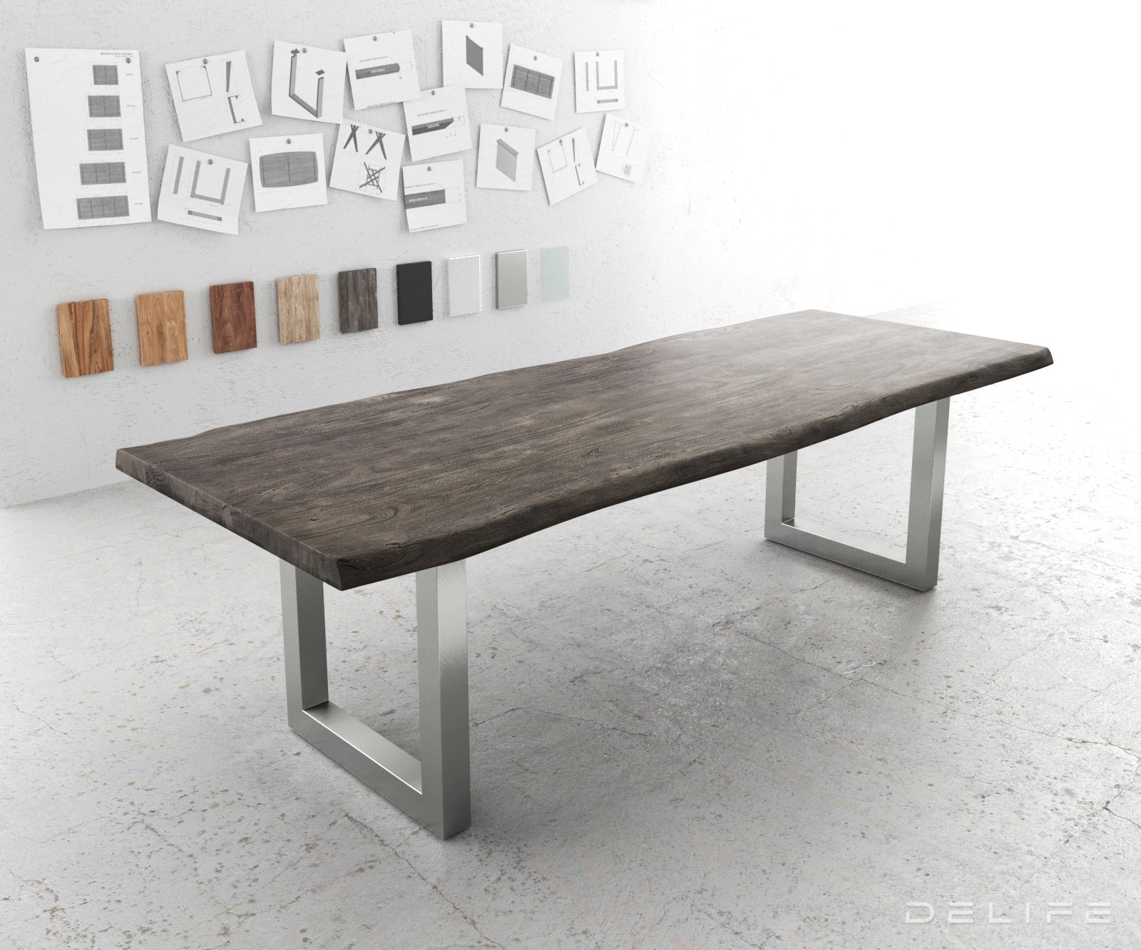 Blagovaonski stol Edge, Materijal: Bagrem, Debljina ploče: 5,5cm