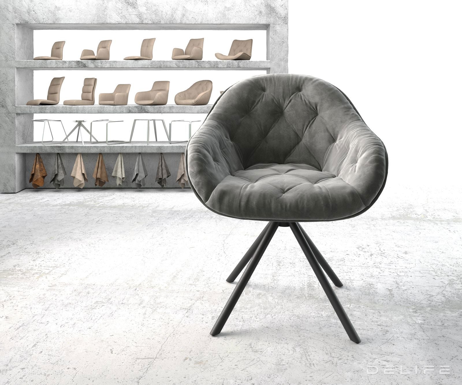 Blagovaonska stolica Gaio, Materijal: Baršun