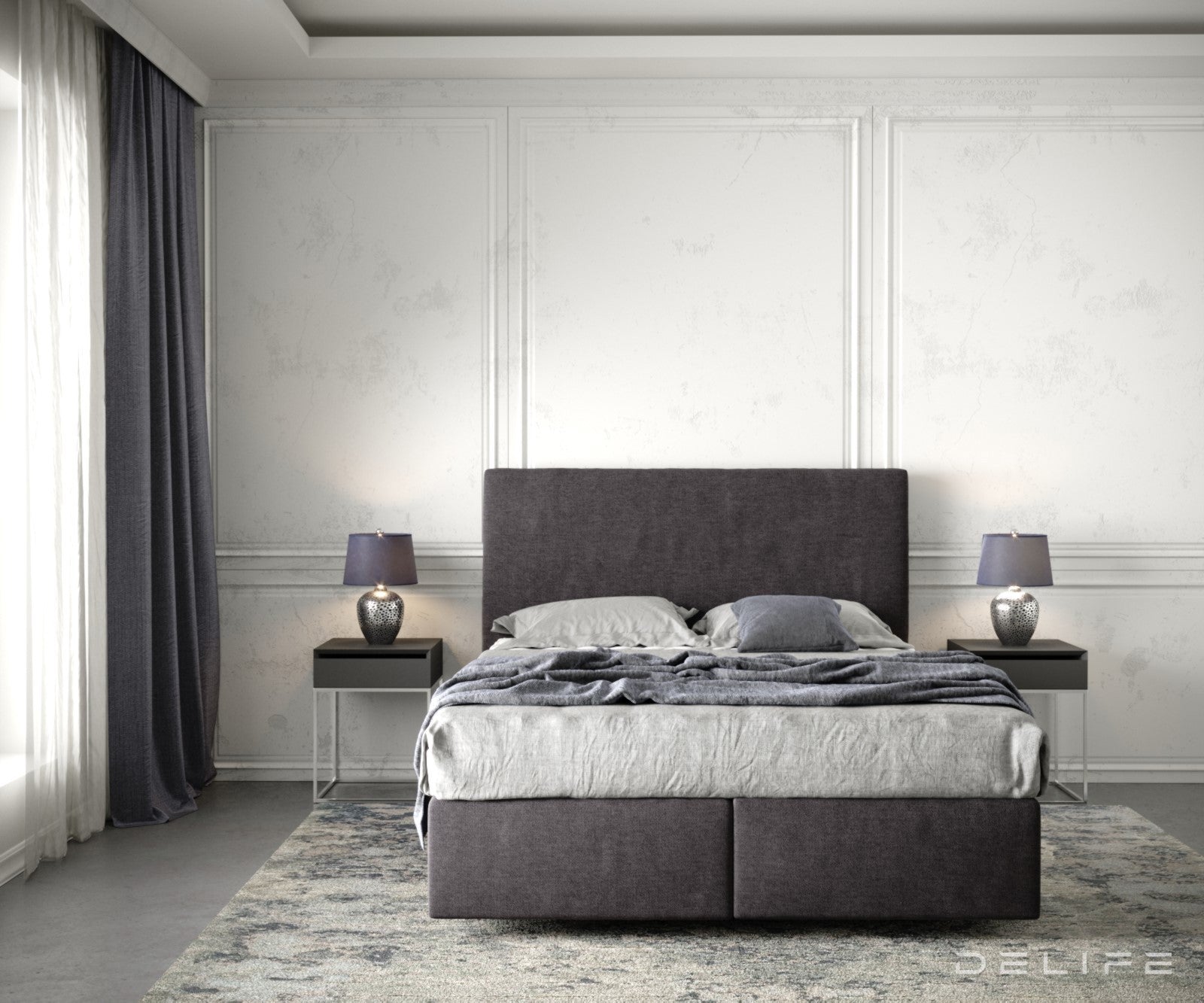 Box spring krevet Dream-Well s madracem i nadmadracem - Minimalističan prošiv - Mikrofibra